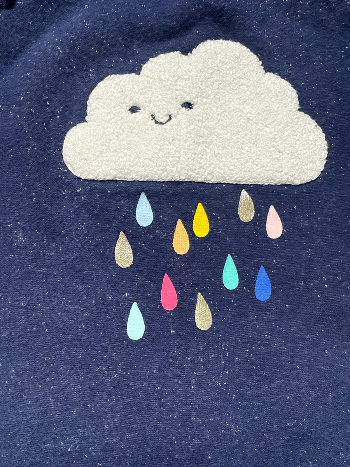 #170 Cat and Jack sparkly blue outfit with cloud and rainbow rain girls 3-6 months