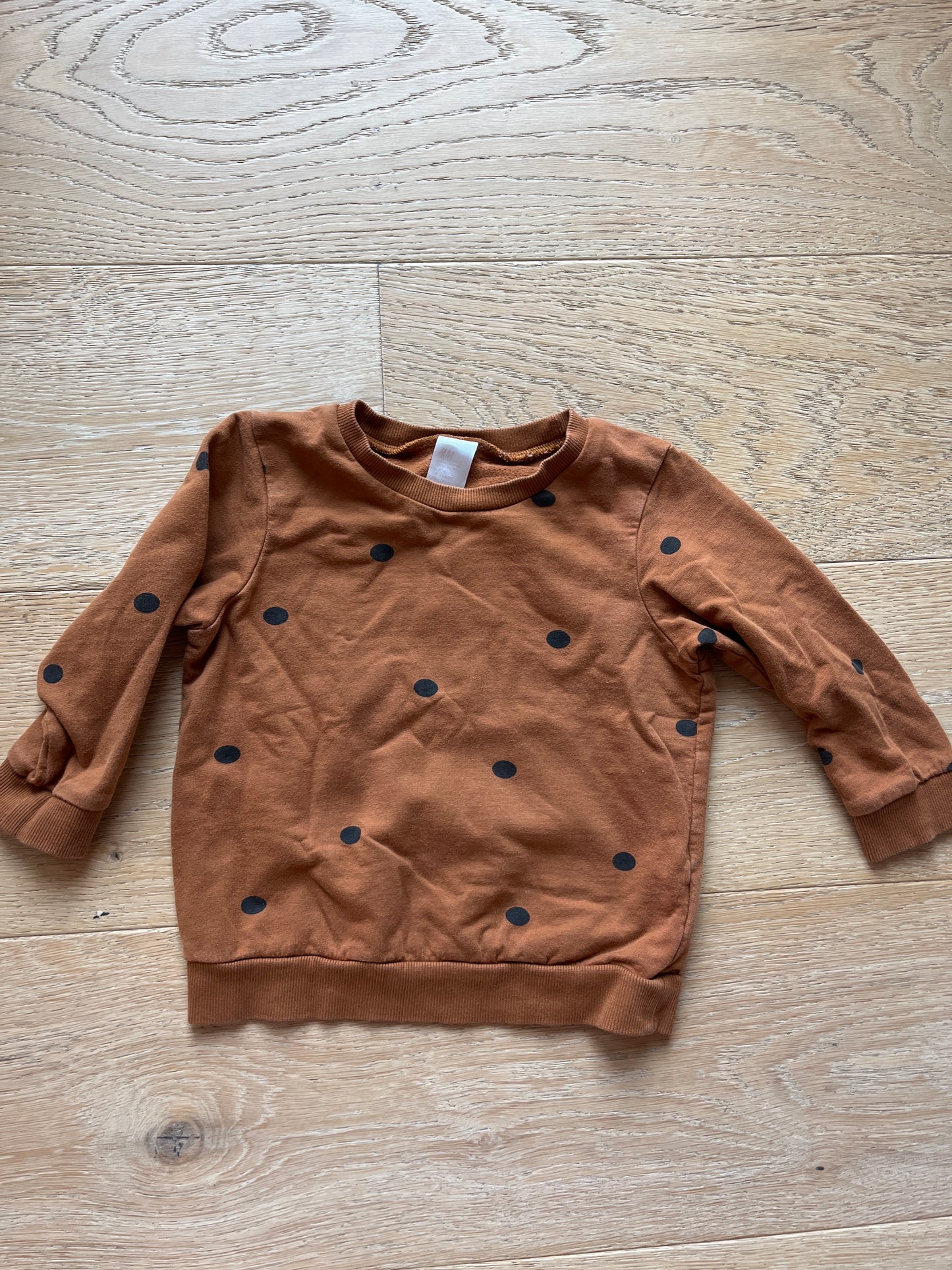 #110 H&M Girls 18 Months Brown Polka Dot Sweatshirt