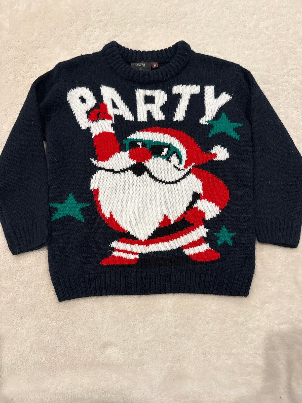 #81 Girls 6 Santa Party sweater euc