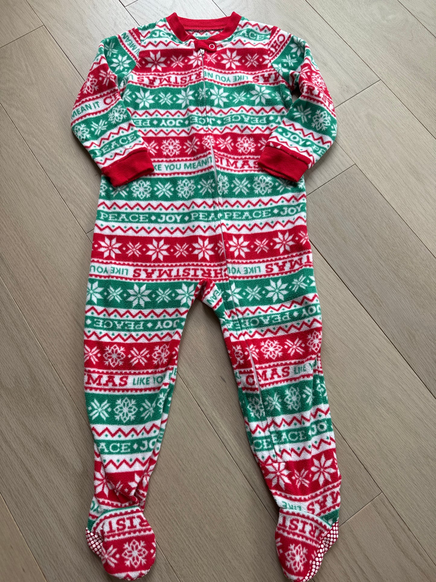 Seller #216 Boys or girls footed Christmas pajamas 24 mos EUC
