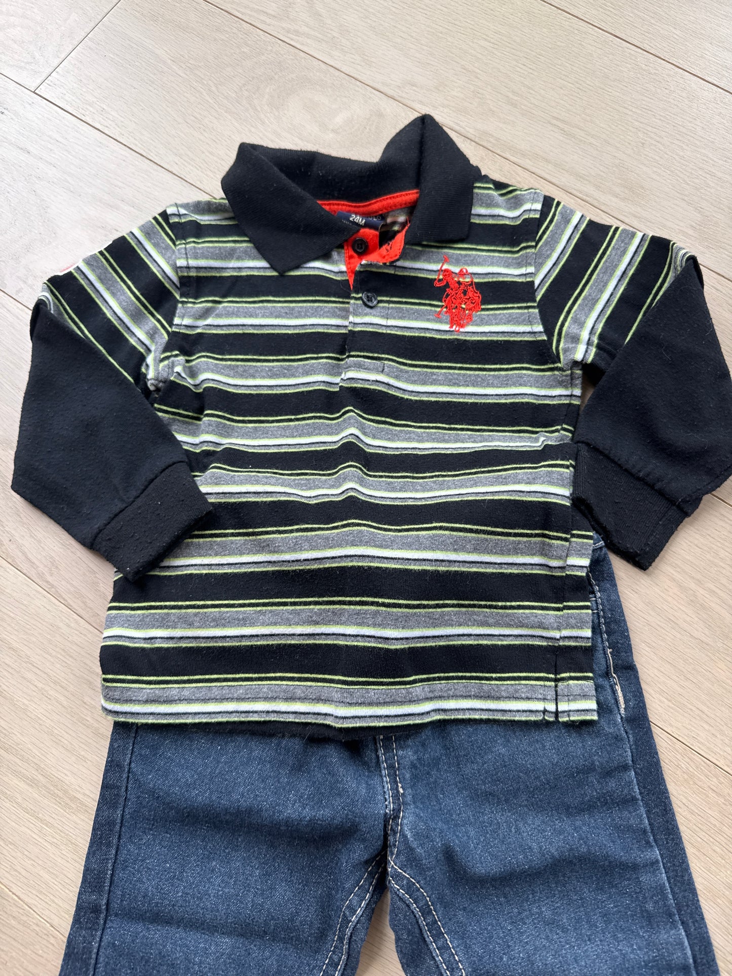 Seller #216 Boys Polo Assn jeans and shirt outfit, 24 mos, EUC