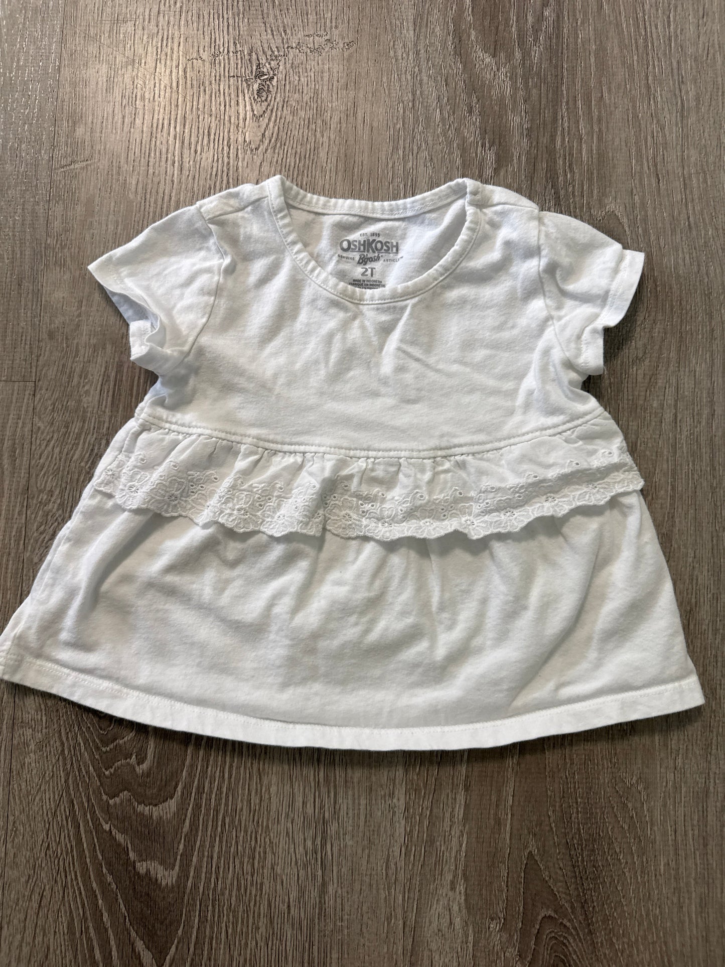 #149 reduced Girls Oshkosh white lace 2T shirt
