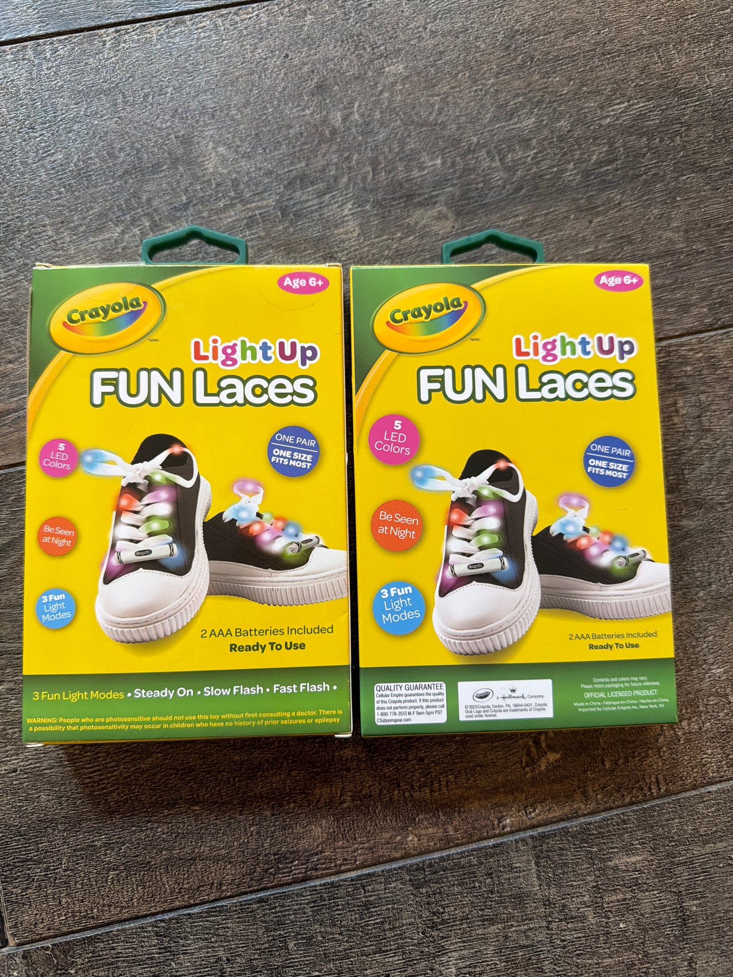 #129 new Crayola light up shoe laces- 2 pairs