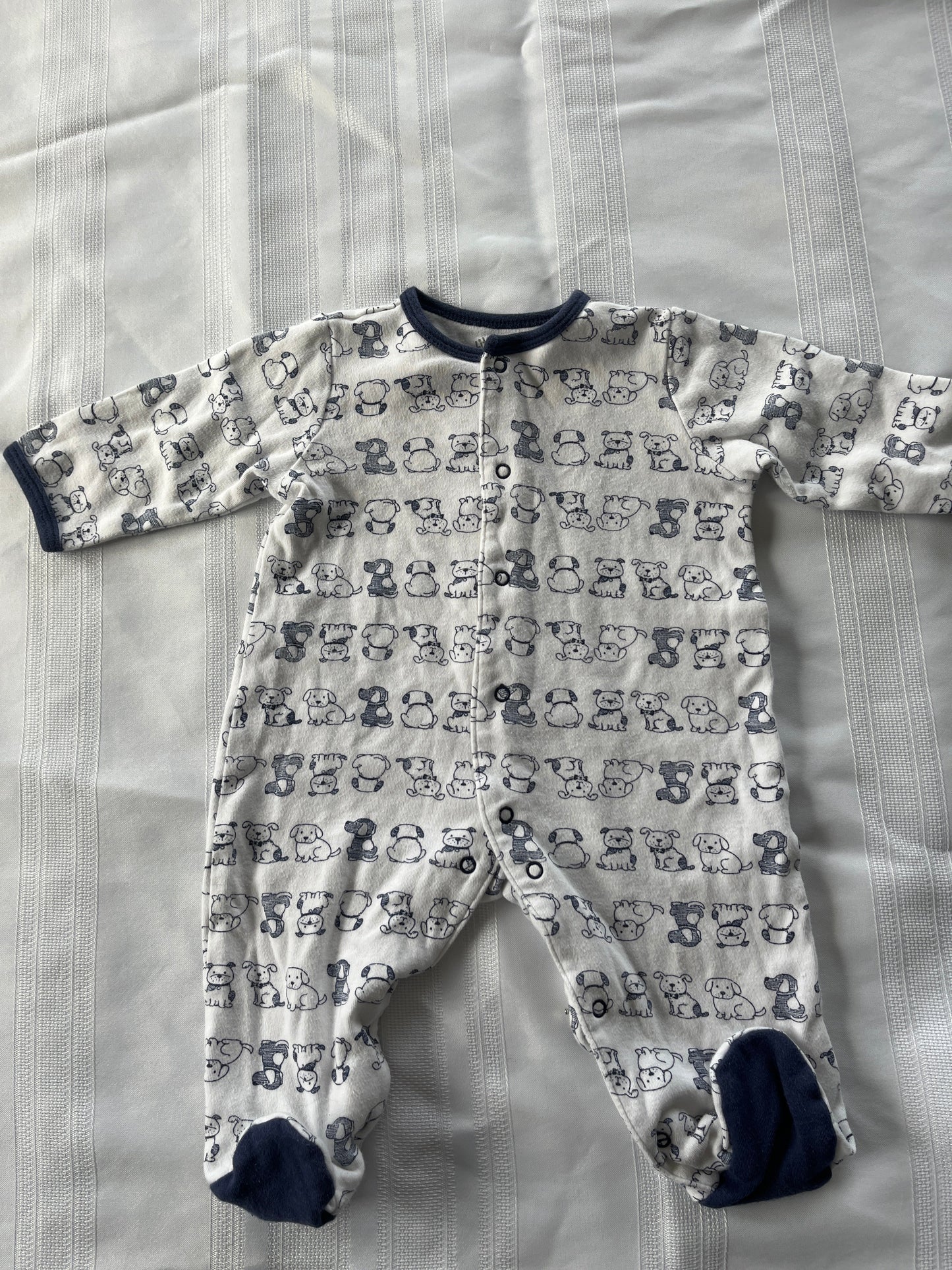 #29 6 mo Boys Little Me footed romper EUC