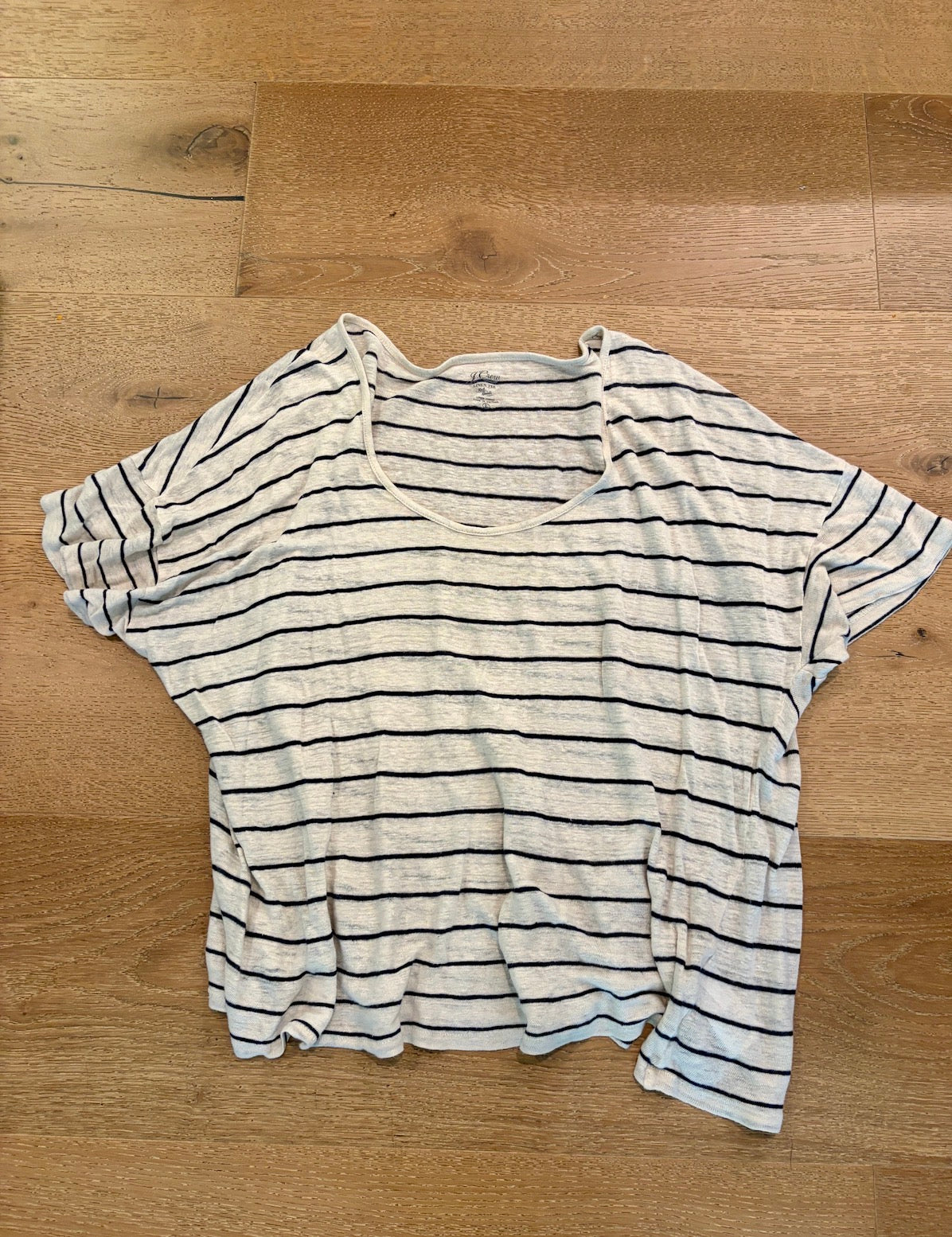 Seller #193 J.Crew Women's Size L Linen Blend T-Shirt with Stripes (Perfect for Cardigan Season!)