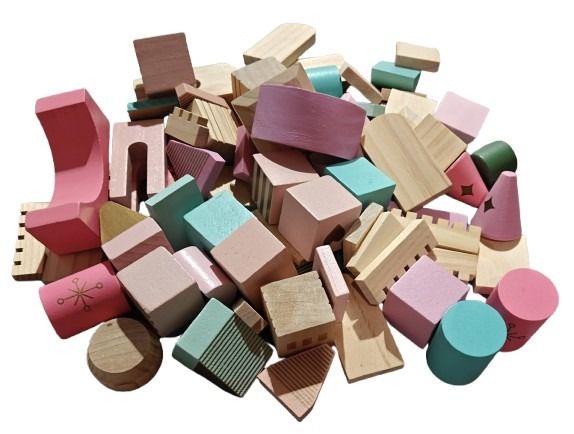 #7 FAO Schwarz Wooden Castle Building Blocks- 75 pcs