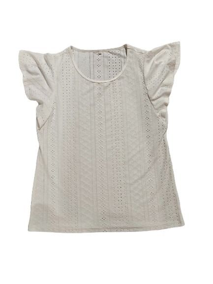 #7 White Women's Large Eyelet Top