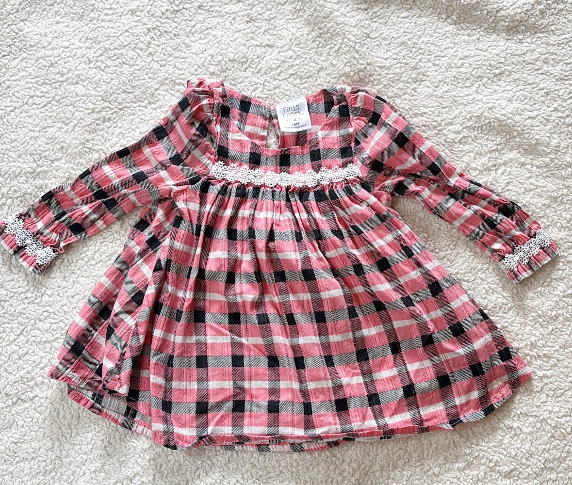 #58 Falls Creek Girls 18 M Plaid Pink Dress