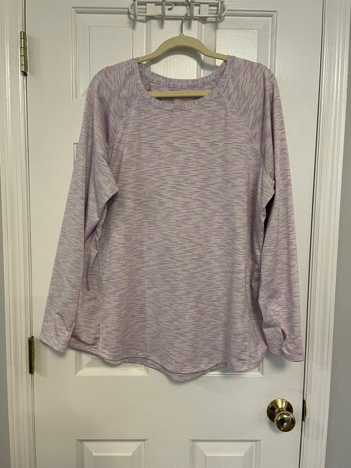 Seller #12 | Tek Gear | Purple, Pinks, and White Athletic Long Sleeve Shirt with Thumb Holes | VGUC | Size 1X