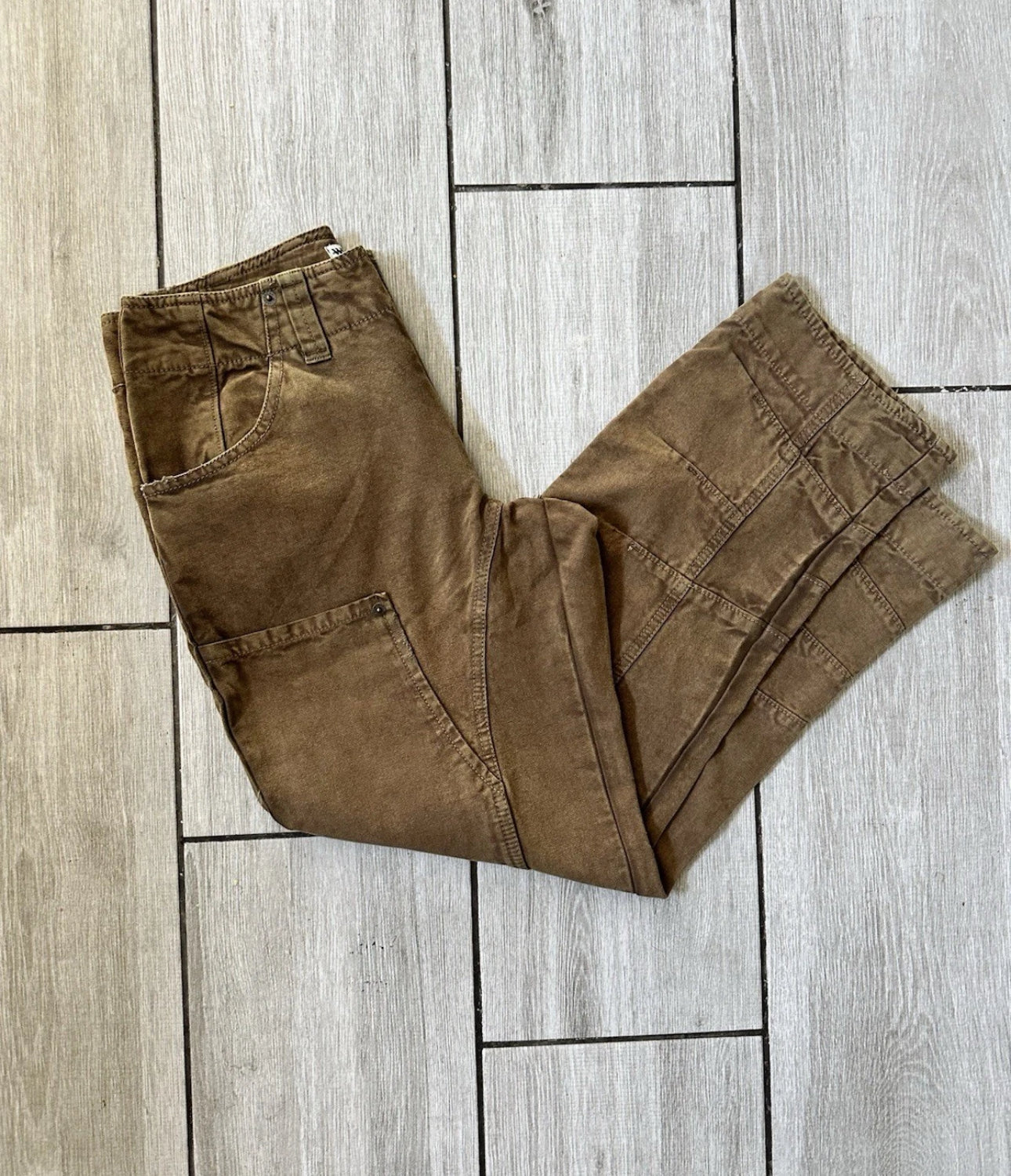 #111 Free People Supersonic Slim Pant Breen Brown Size 0 Waist 28”