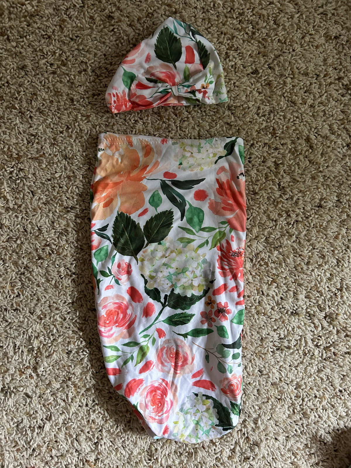 Seller #5 - Girls Newborn Takehome outfit - wrap and hat