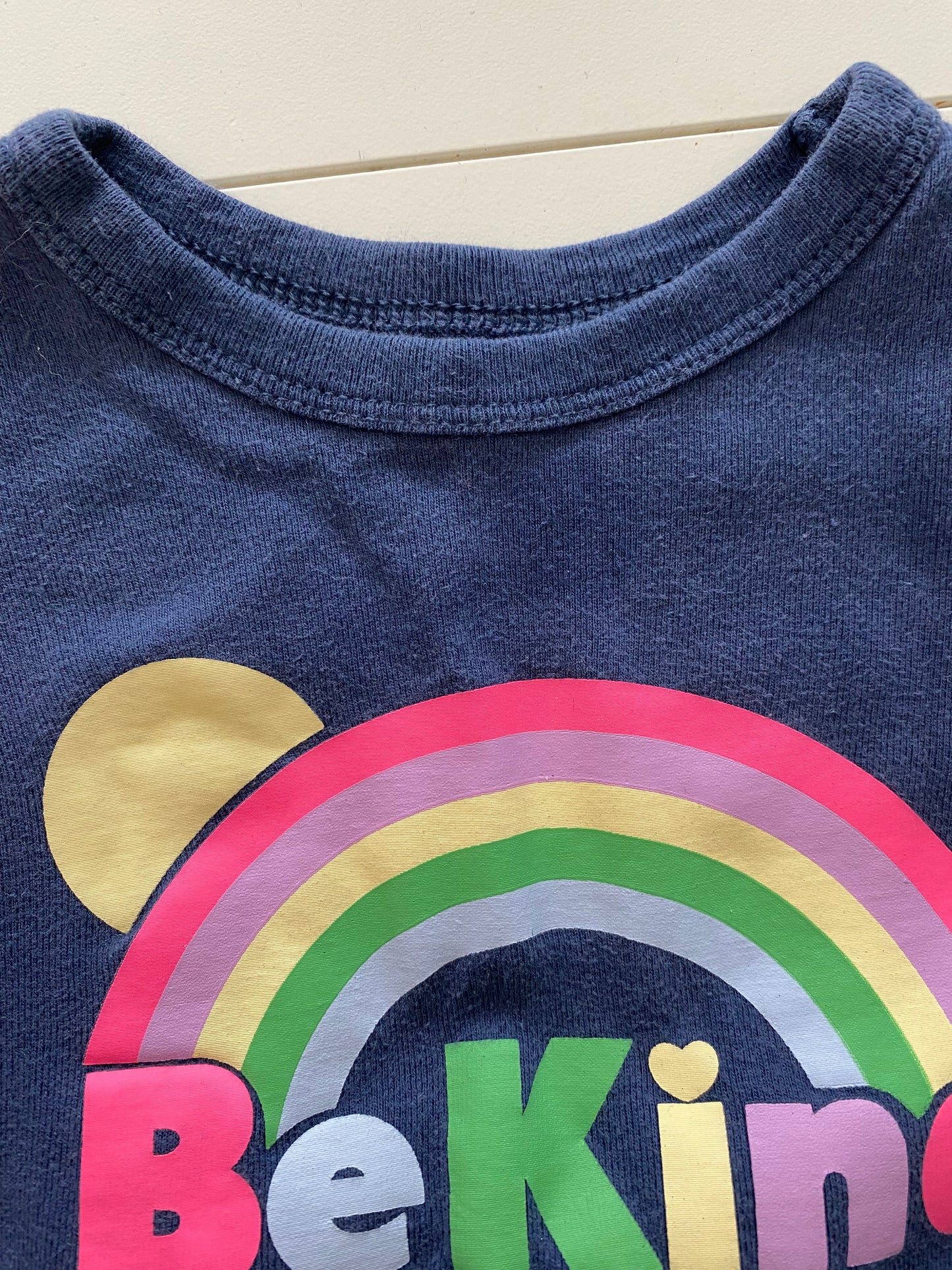#117, Gap blue rainbow and stripe pajamas and Carter’s gray puppy pajamas Girls 18M