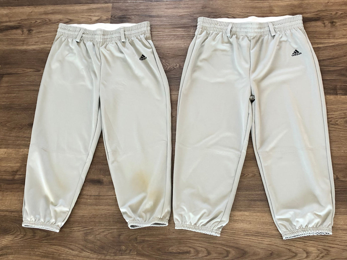 #137 Adidas baseball pants boys large (2 pair) slight knee dirt stain