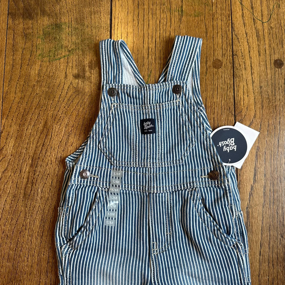 #113 NWT Boys Osh Kosh Baby Striped Pant Overalls, size 12 months