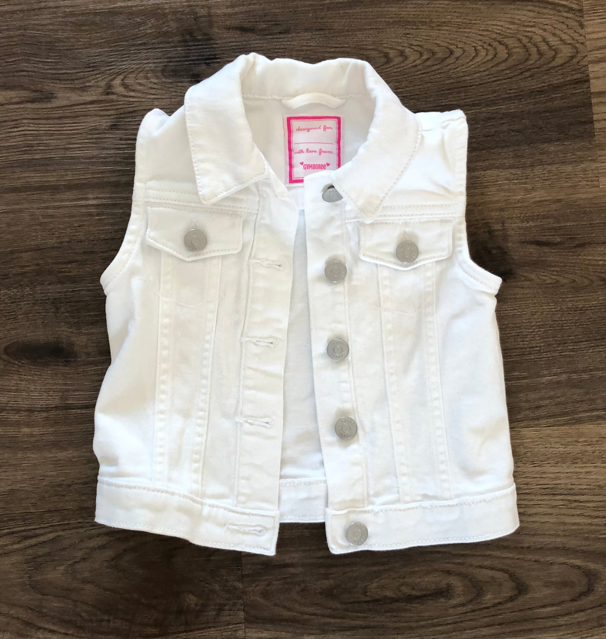 #137 White jean vest Gymboree girls 4t
