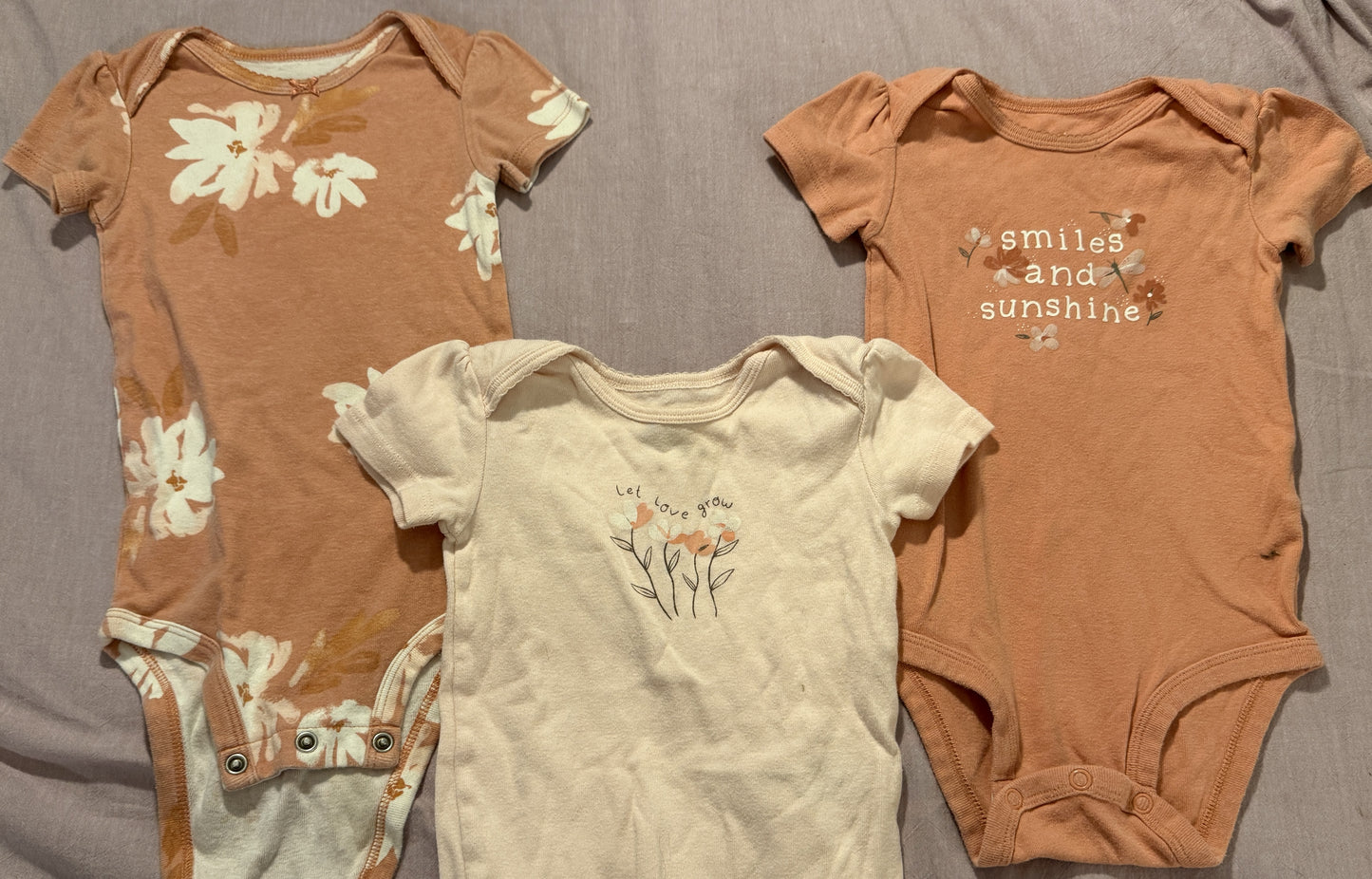 #211 12m Carters Pink Flower Onesie Bundle of 3
