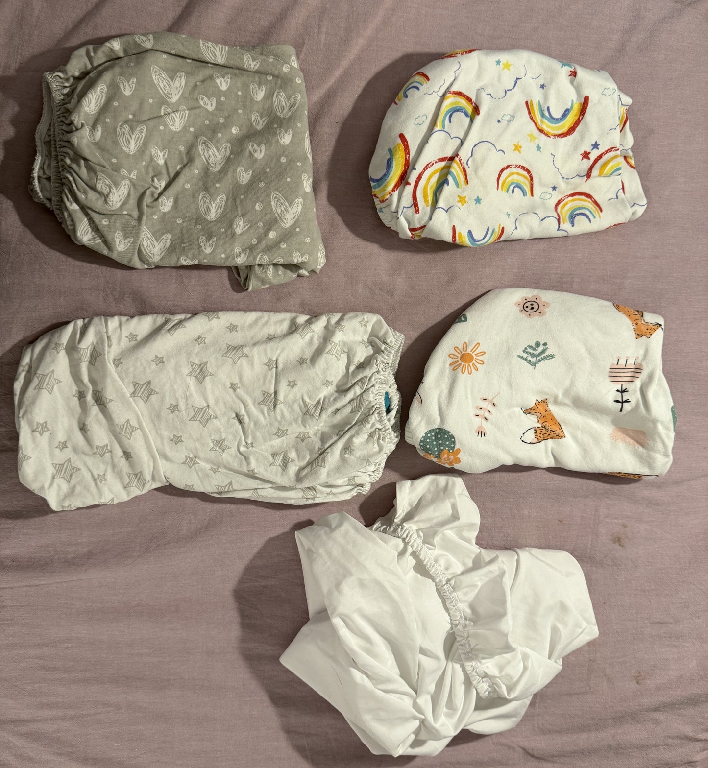 #211 REDUCED Rectangle Bassinet Sheets Set of 4