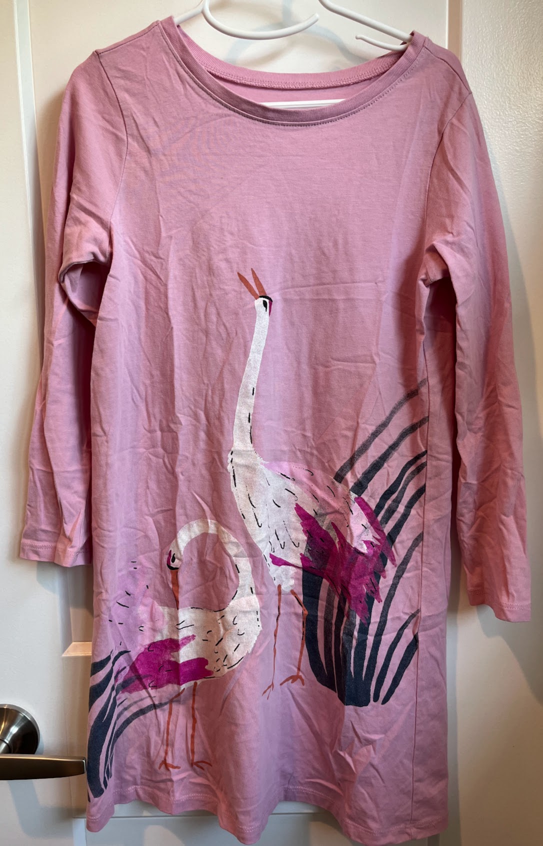 Seller #60 Tea Collection Pink Crane T-Shirt Dress Girls Size 8