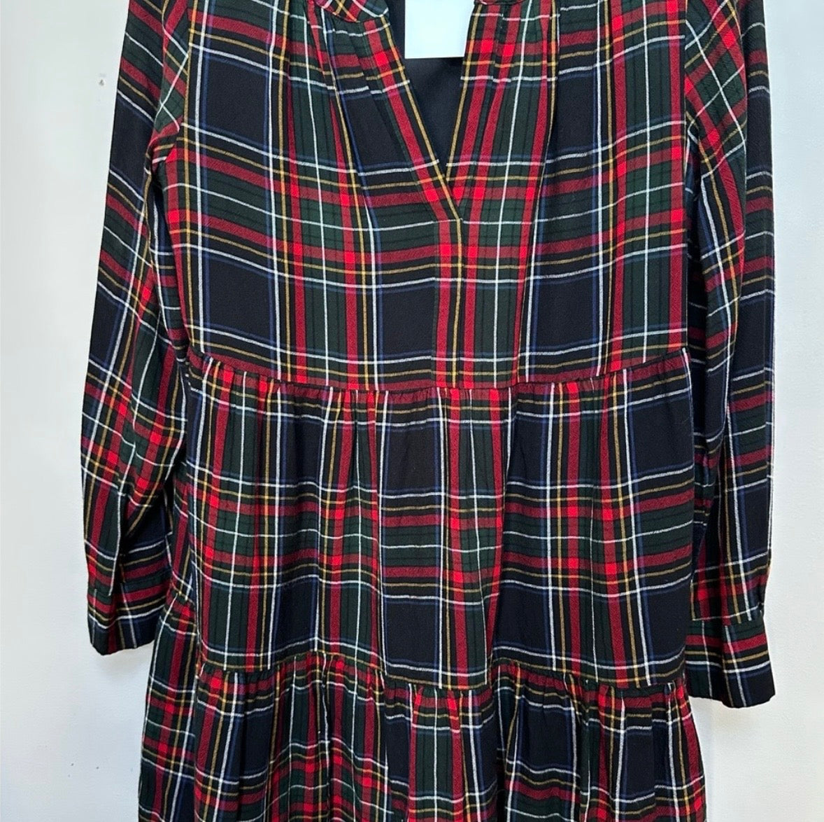 #130 Ann Taylor Loft Sz XS Tartan Long Sleeve Plaid Dress
