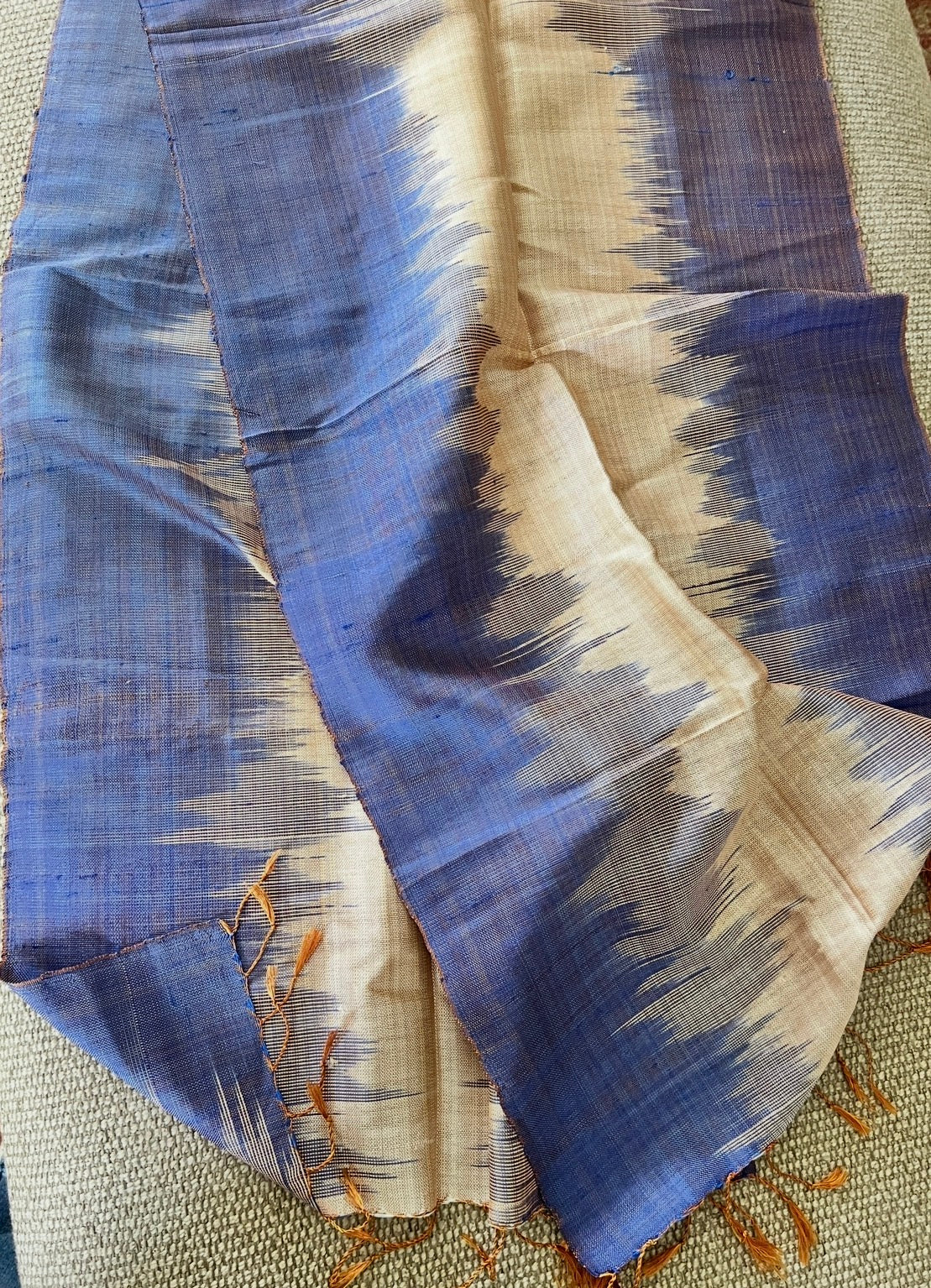 Shantung silk light blue and peach women's scarf