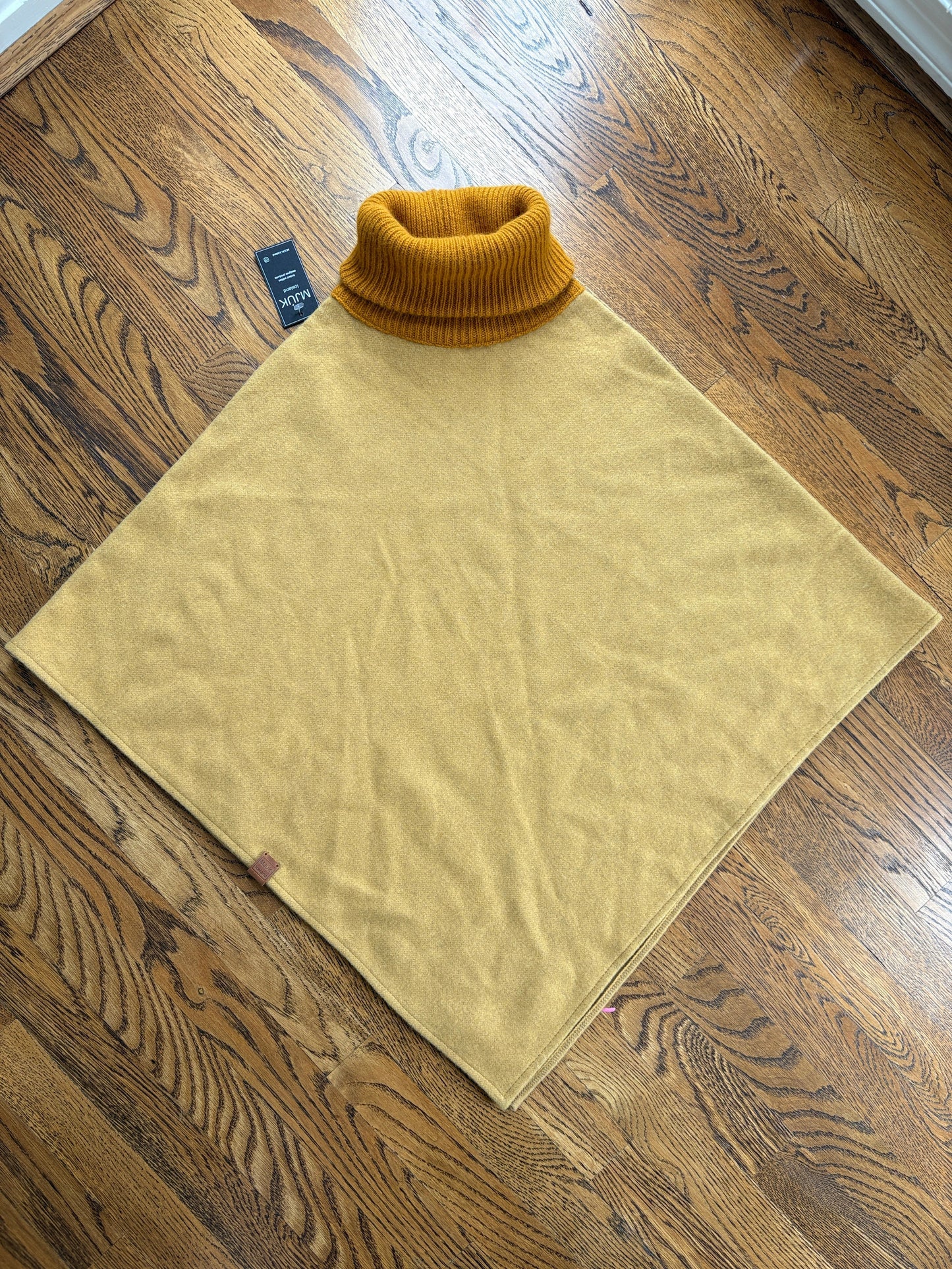 #103 • Women’s • XS • Mustard Yellow Angora Turtleneck Poncho