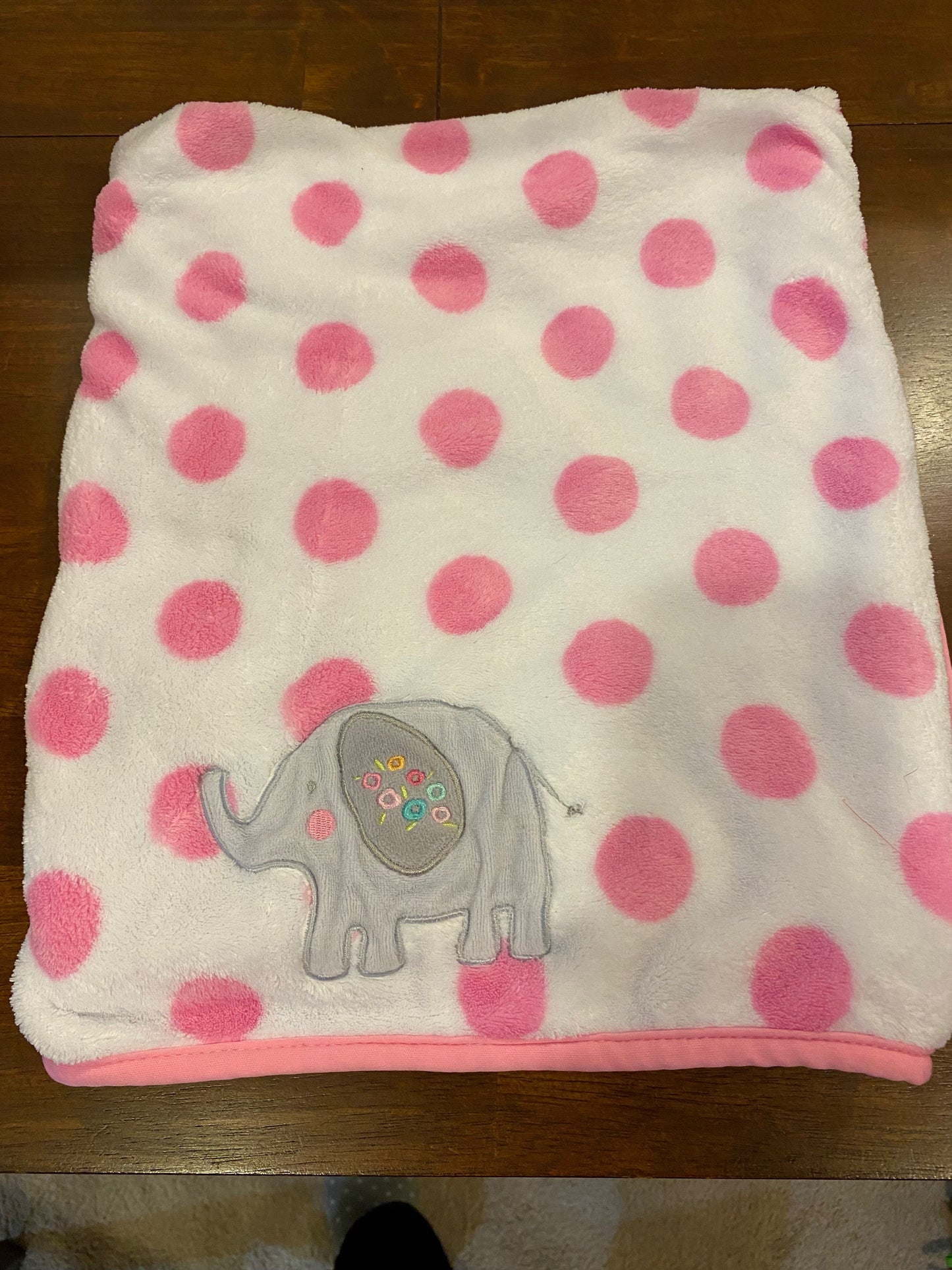179 Pink Polka Dot Elephant Blanket
