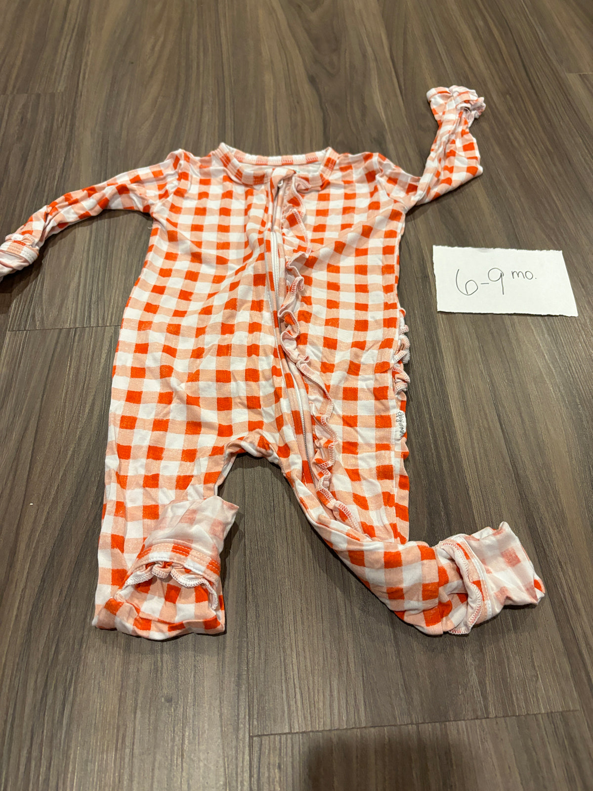 #138 - 6-9 Mo EUC Bamboo (Gigi + Max) Checked Romper