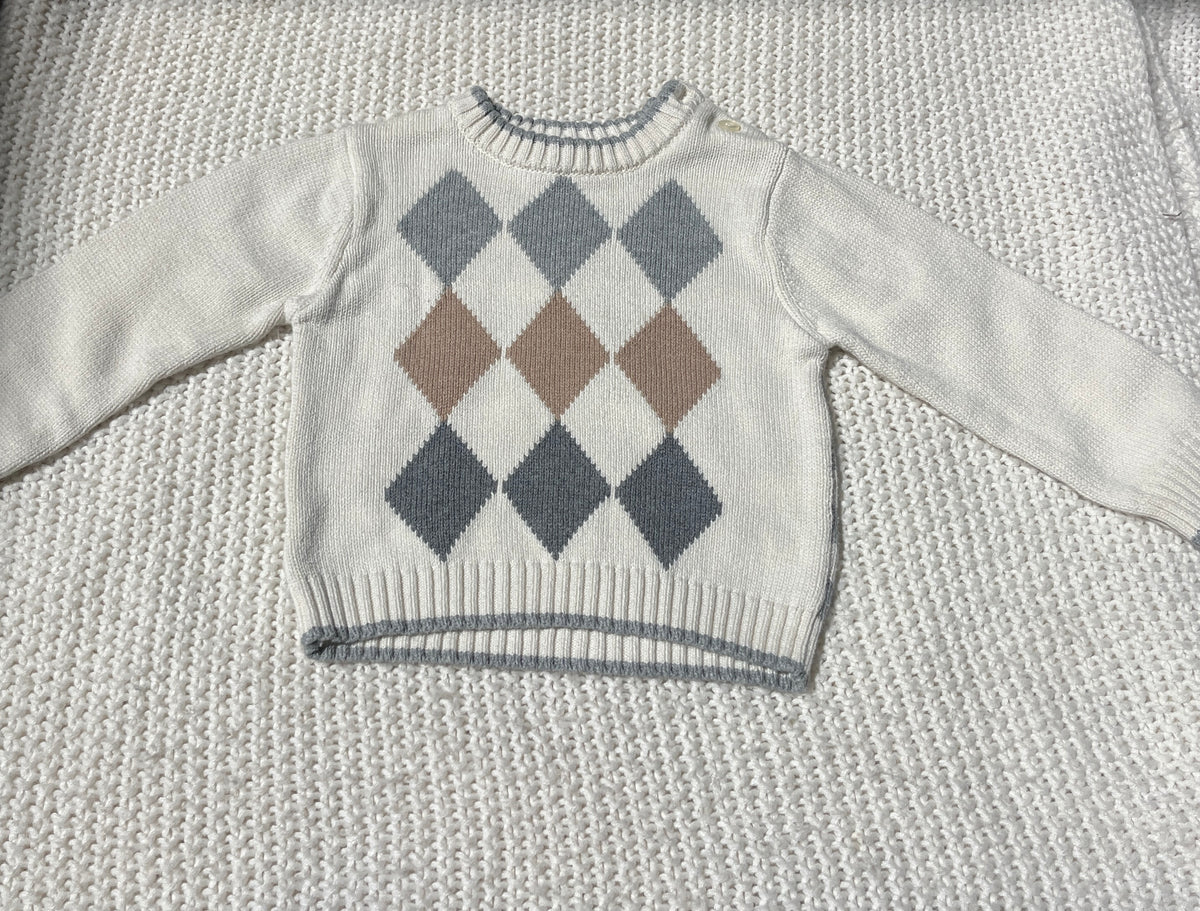 #157 NWOT Argyle Boys Sweater, 12-18M