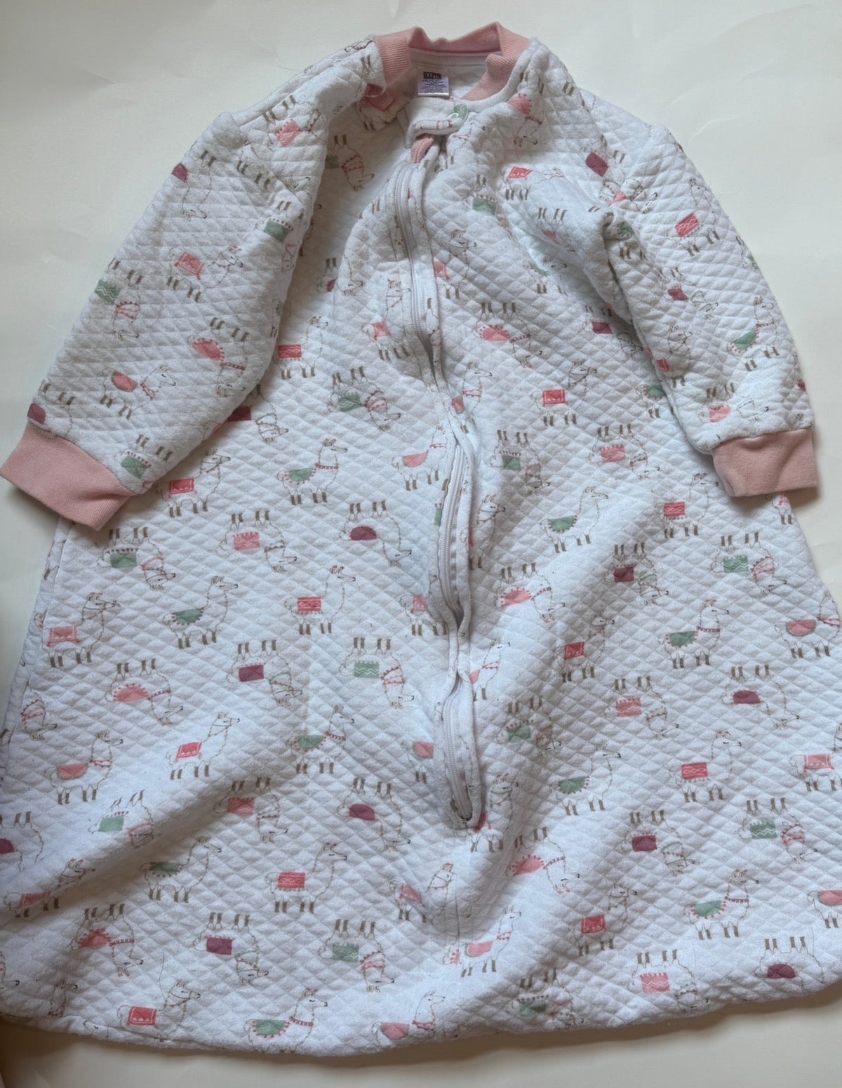 #170 Hudson Baby Llama long sleeve quilted sleep sack girls 12-18 months