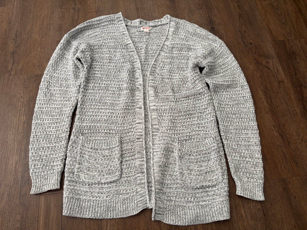 #126 EUC Cat & Jack Gray Open Front Cardigan Girls L 10/12