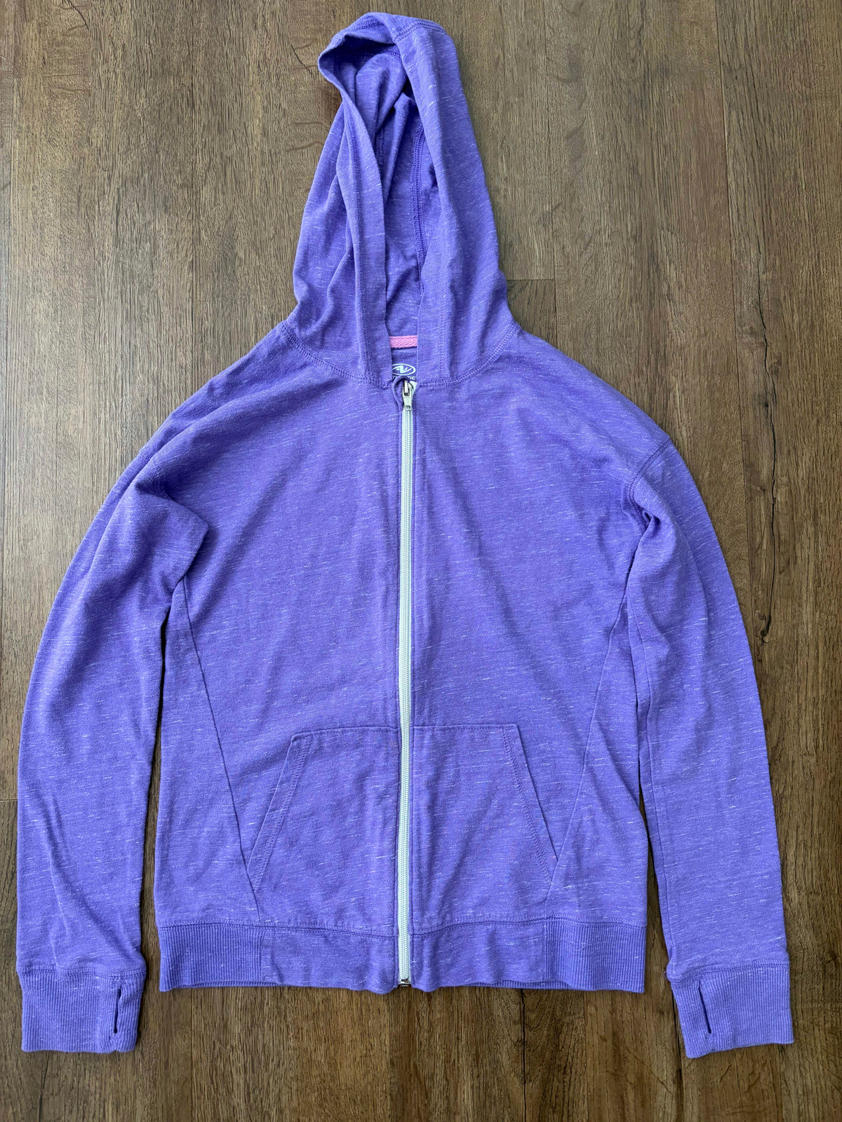 #126 EUC Purple Zipper Hooded Jacket Girls L 10/12