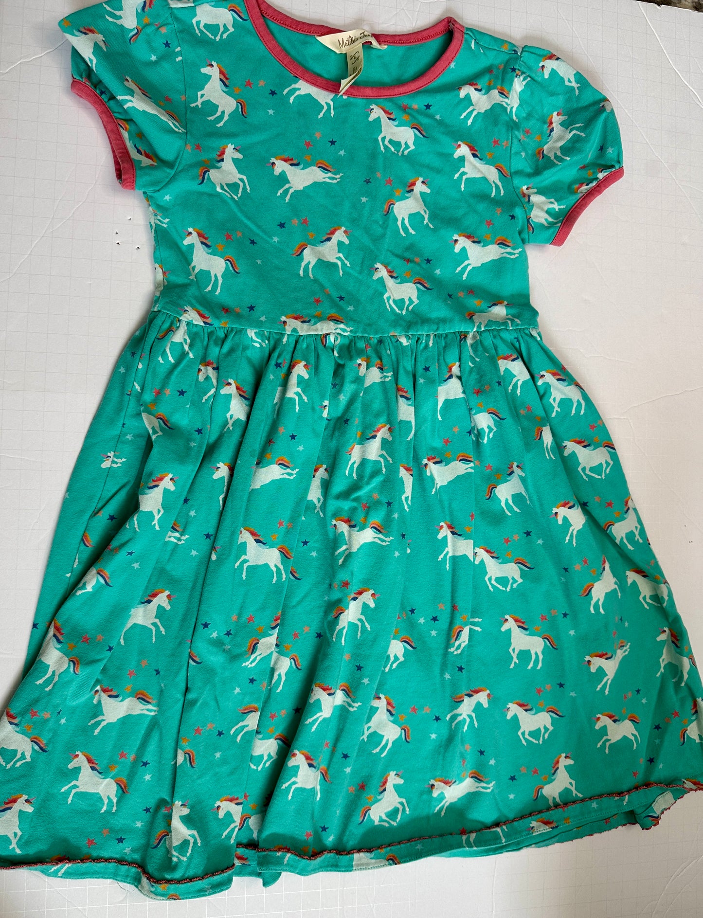 #162 Matilda Jane Teal Unicorn Dress size 6