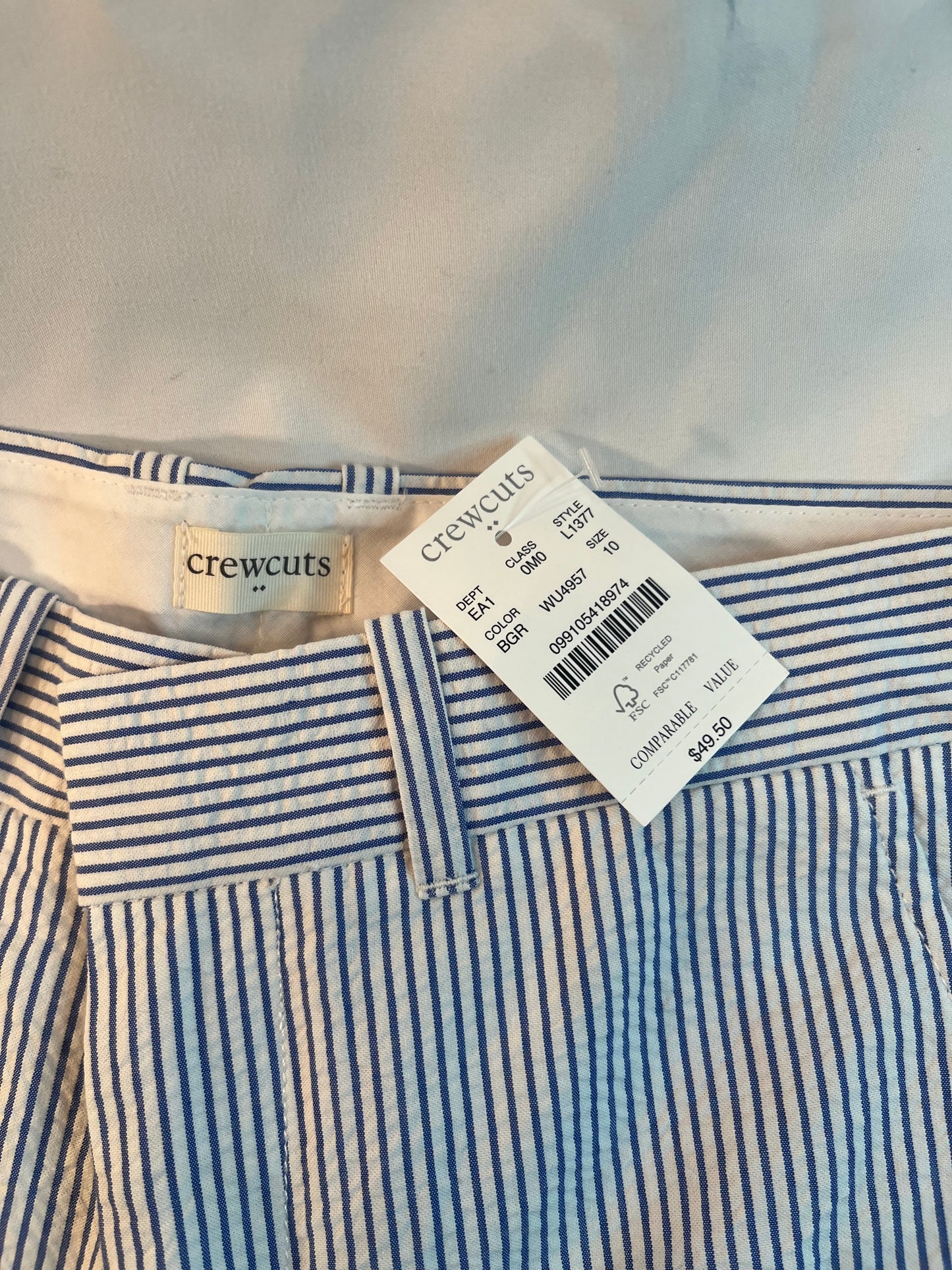 136 NWT Crewcuts seersucker shorts size 10