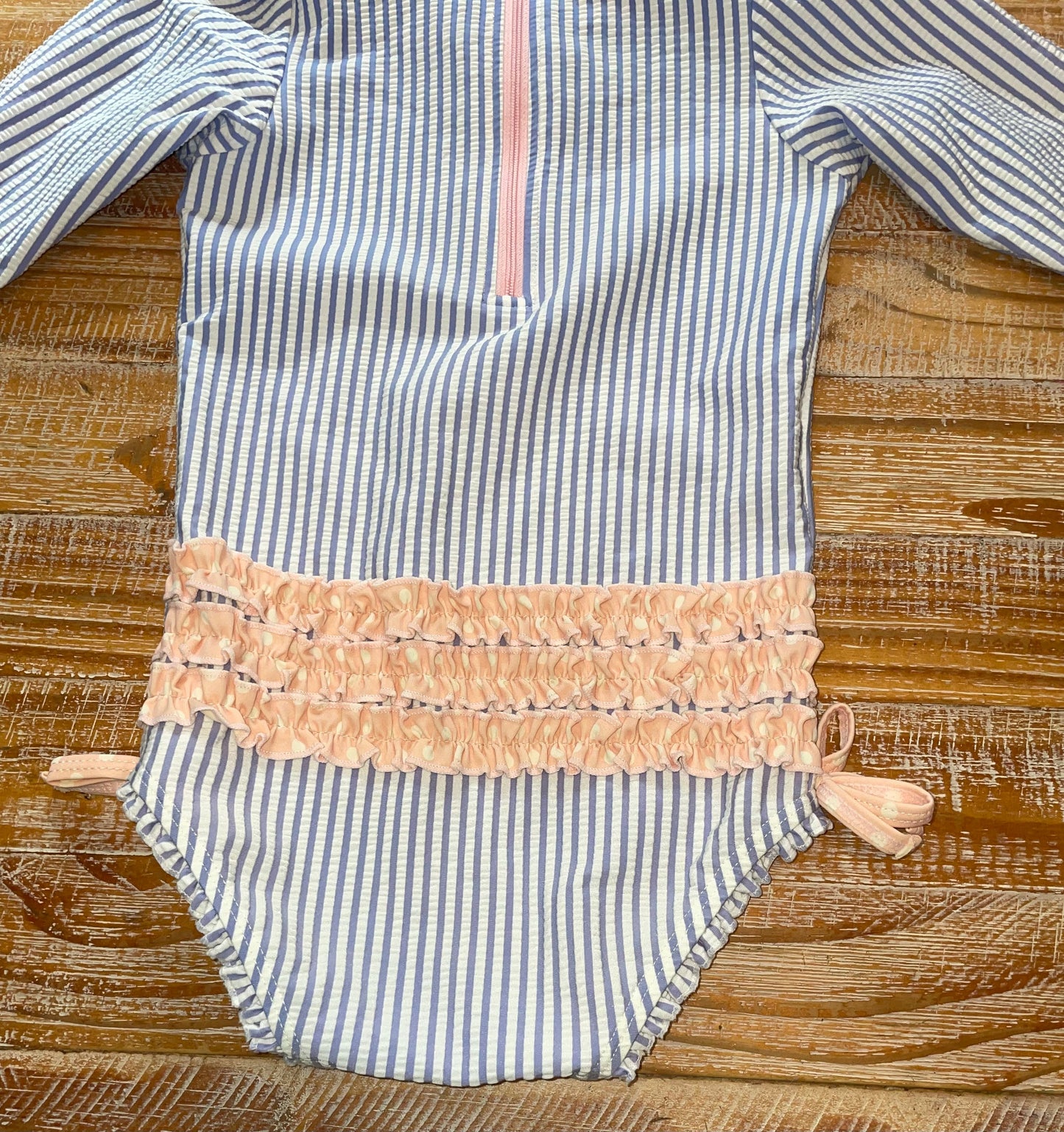 Seller #3 RuffleButts Periwinkle Blue Girls Long Sleeve Swimsuit with Rash guard 3T