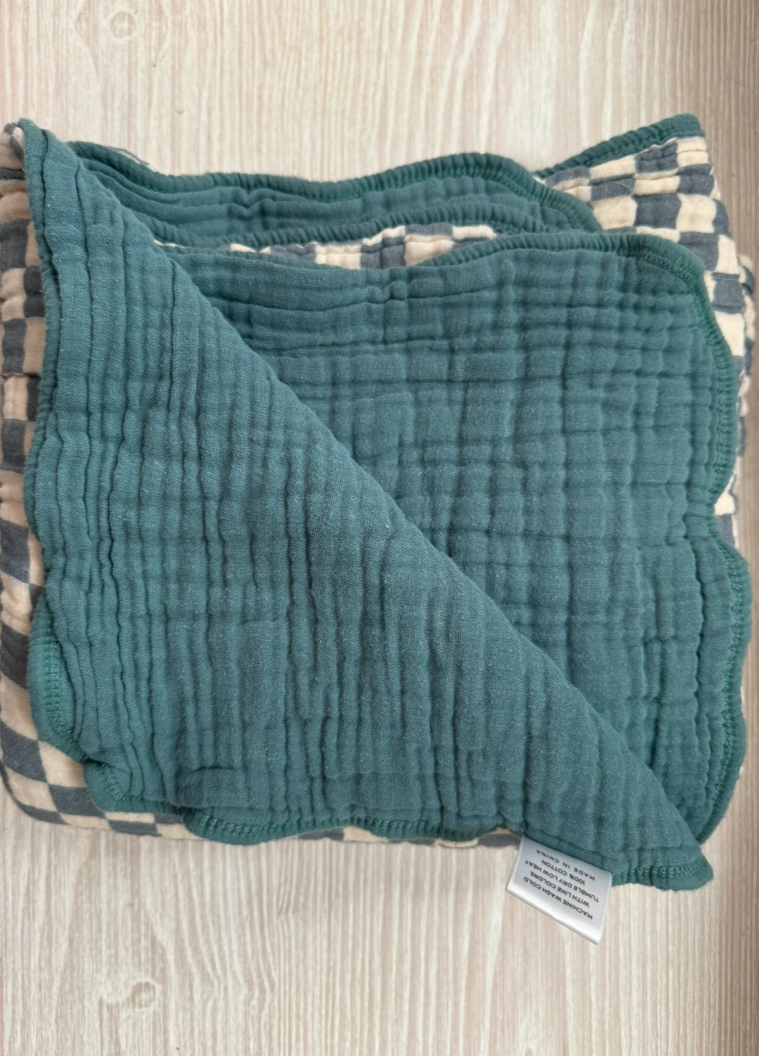 #207 Lou Lou & Co checkered teal blanket