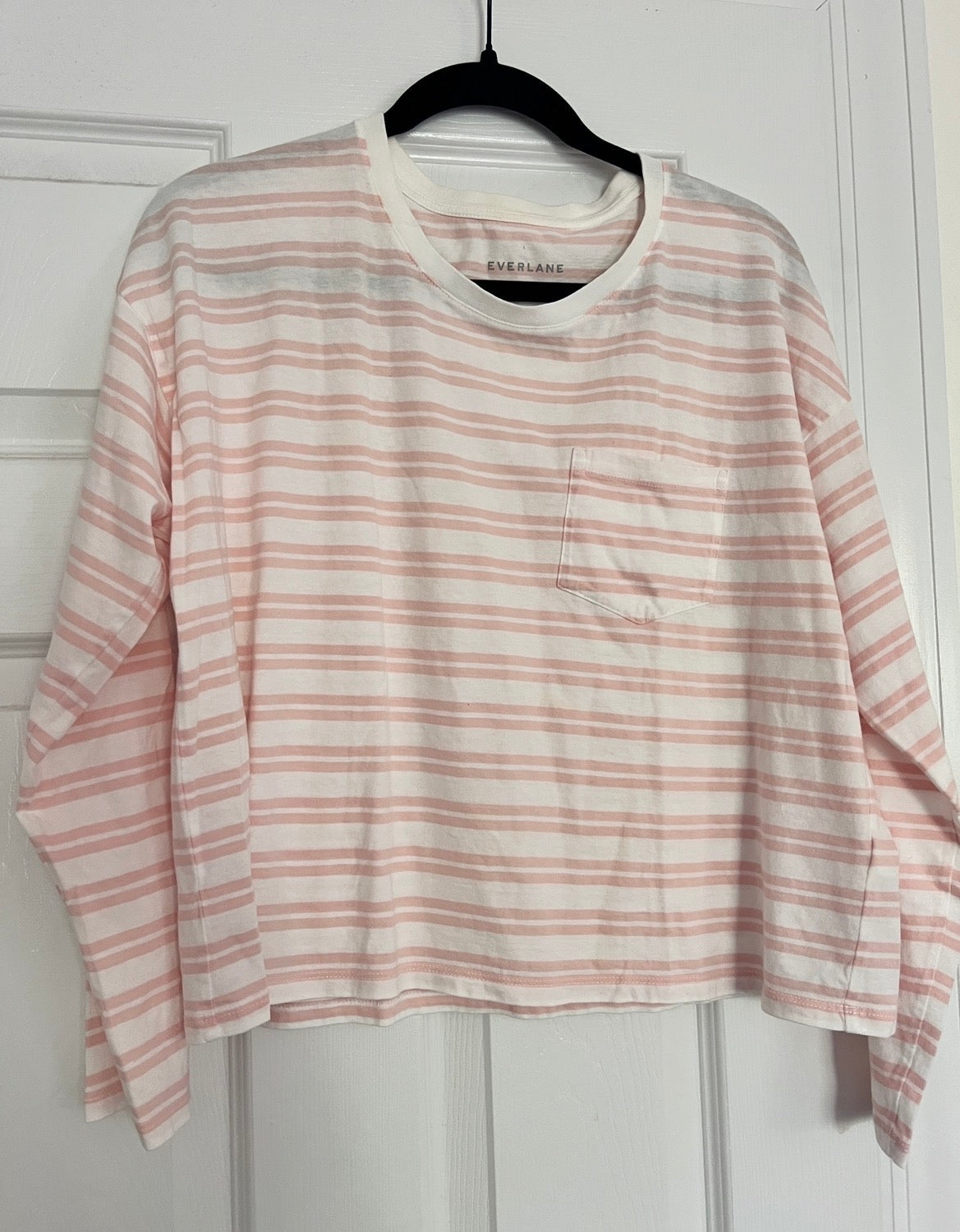 Everlane women’s pink and white striped shirt, L