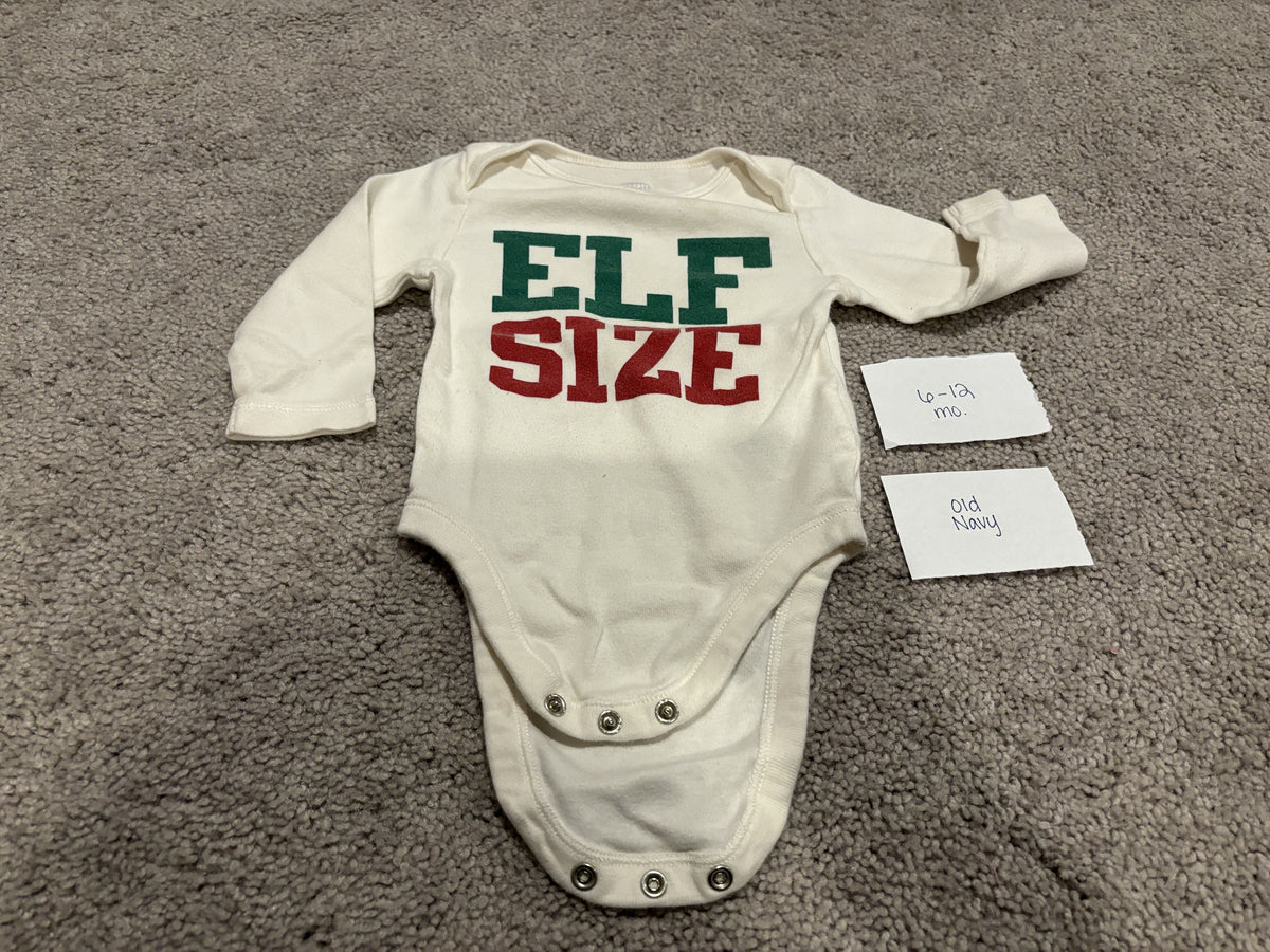 #138 - 6-12 Mo VGUC Old Navy Elf Size Onesie