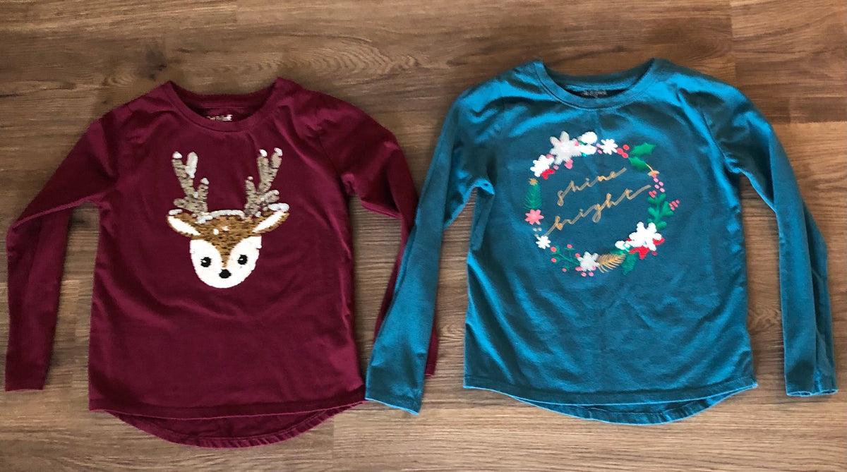 #137 Cat & Jack sequin flip shirts girls medium 7/8