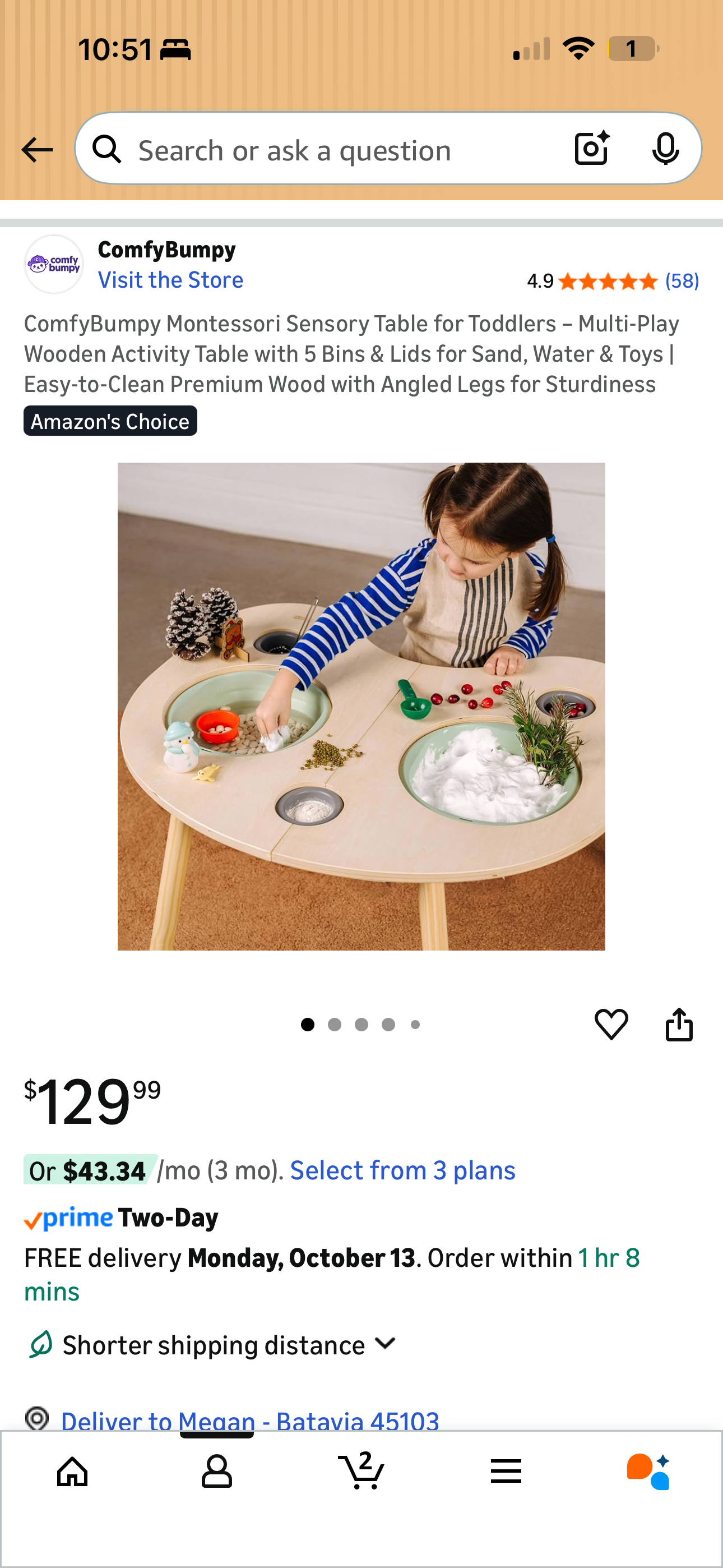 #169 Comfy Bumpy Sensory Table-NEW IN BOX *REDUCED