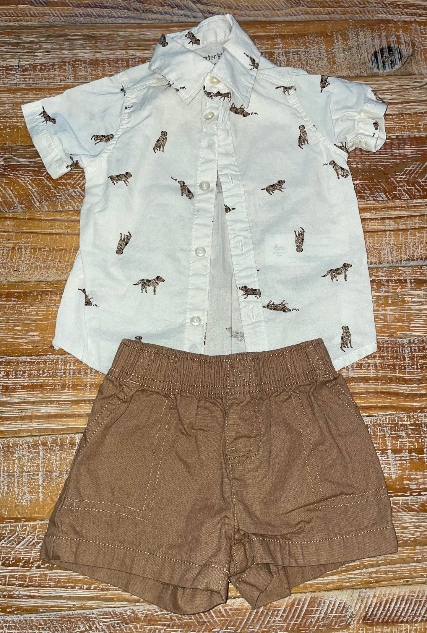 Seller #3 Carter's Boy 6 mos Collared Shirt and Shorts Set with Brown Dog Print
