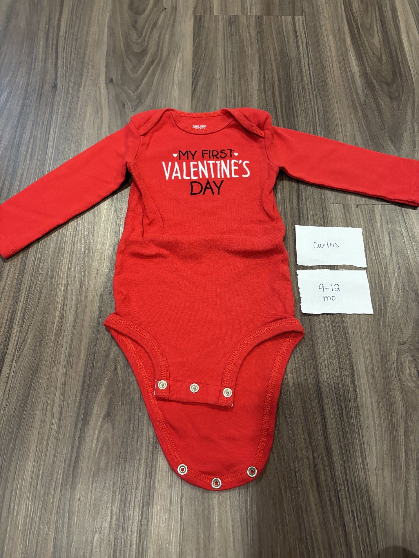 #138 - 9-12 Mo - VGUC Carters - My First Valentine's Day Onesie - PU 45236