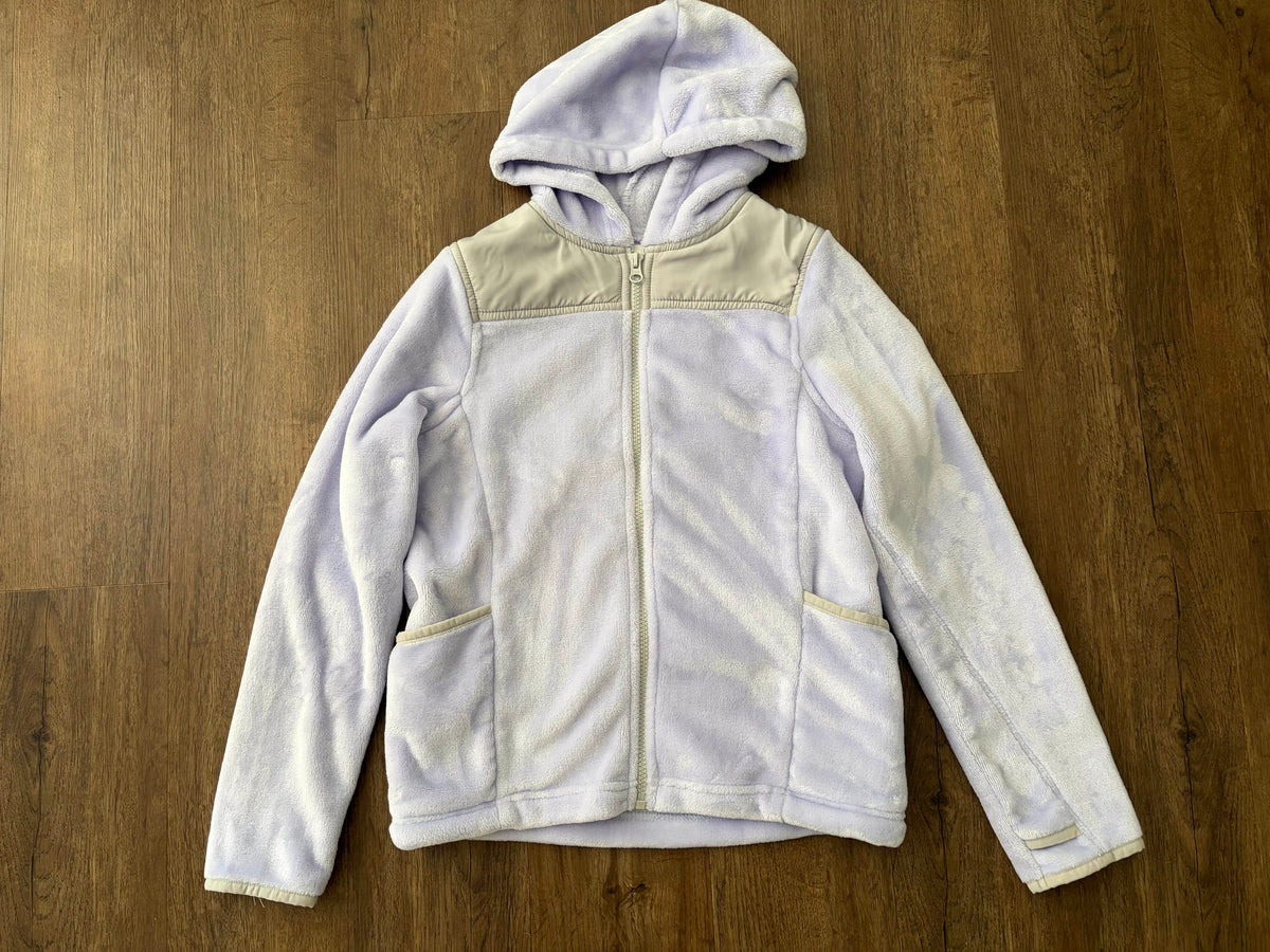 #126 EUC SO Light Purple/Gray Fleece Hooded Jacket Girls L 10/12