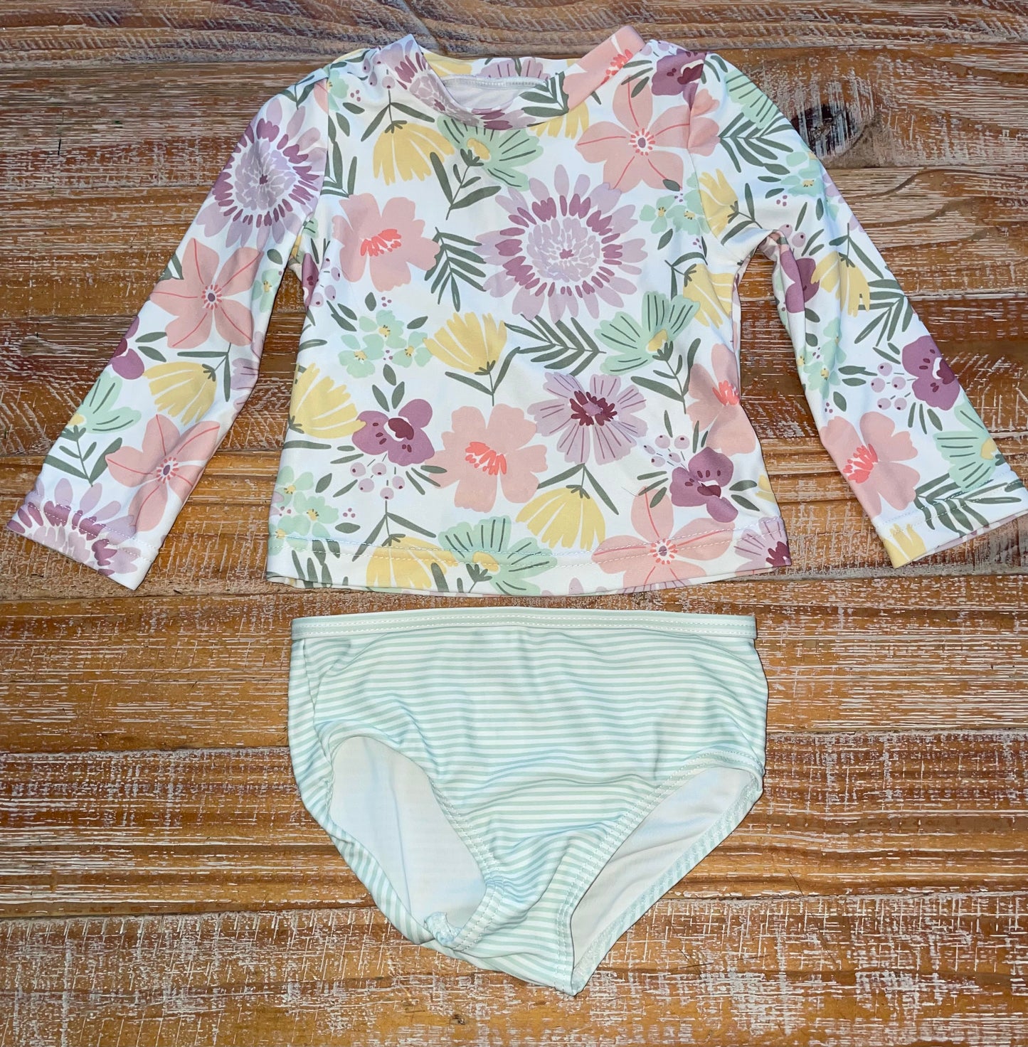 Seller #3 Carter's Floral Girl 12 mos Swim Set with Long Sleeve Rashguard