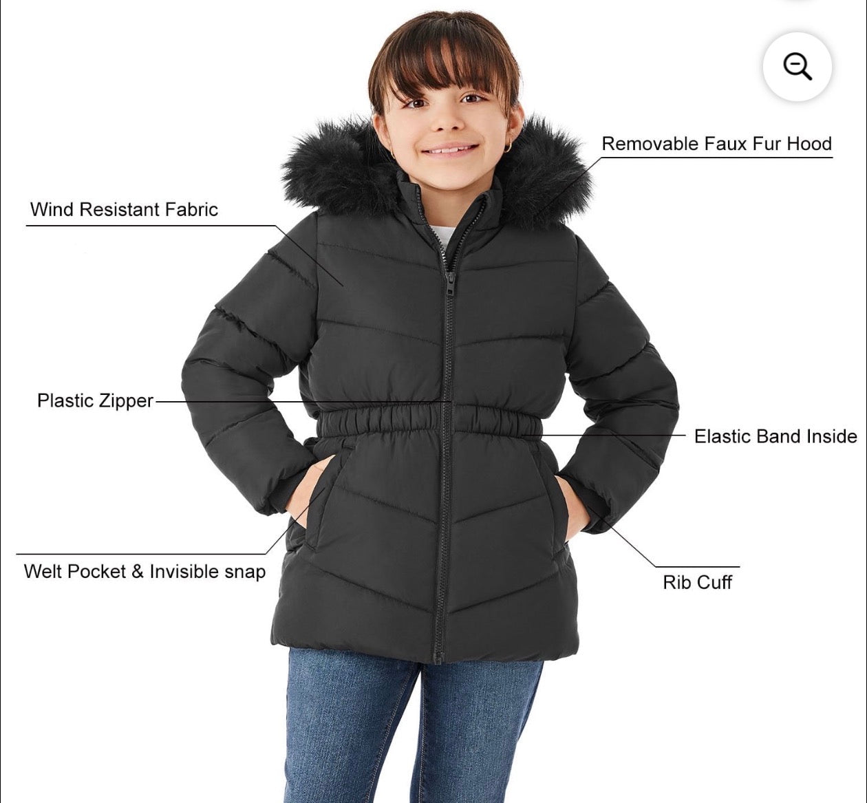 Seller #140 Girls Puffer Coat size Small (6/6X) EUC