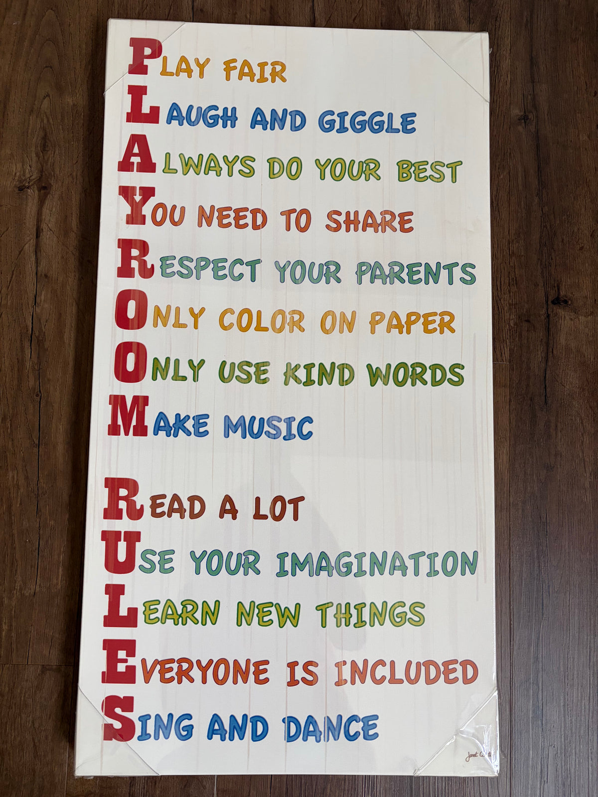 #126 New in Wrapper Playroom Rules Wall Sign