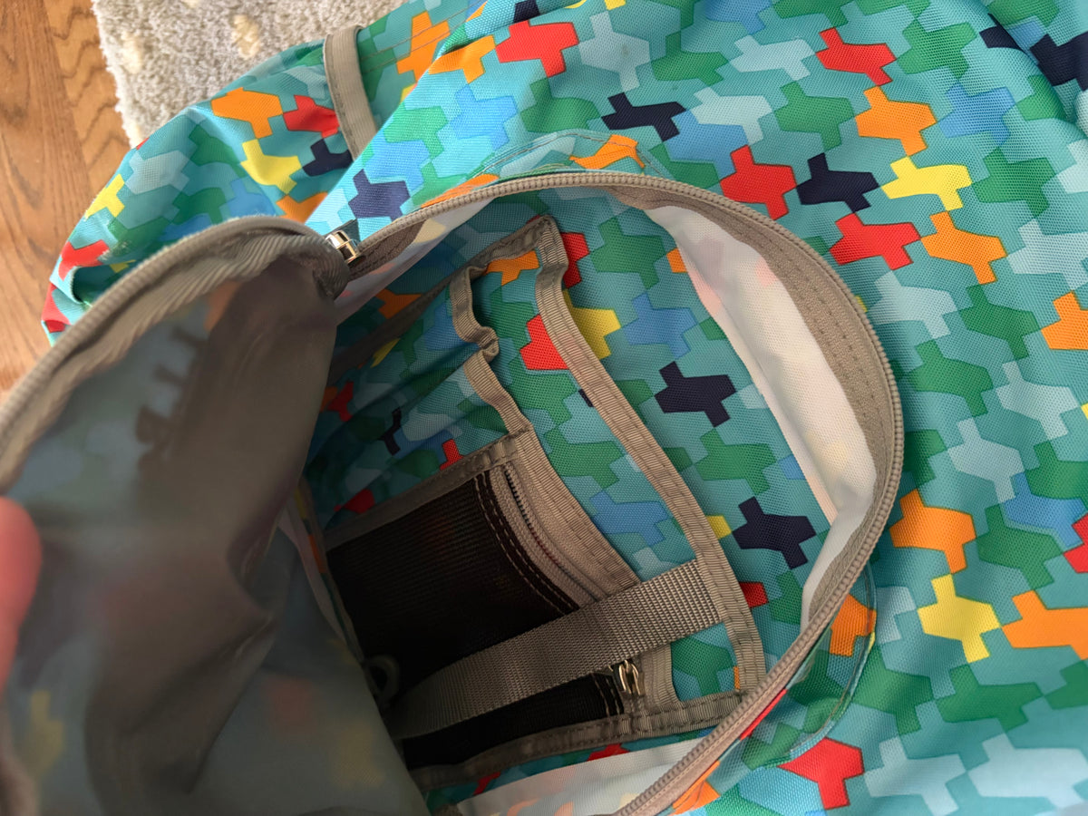 #30 Boys LL bean "Original" backpack, blue/rainbow colors, 24L