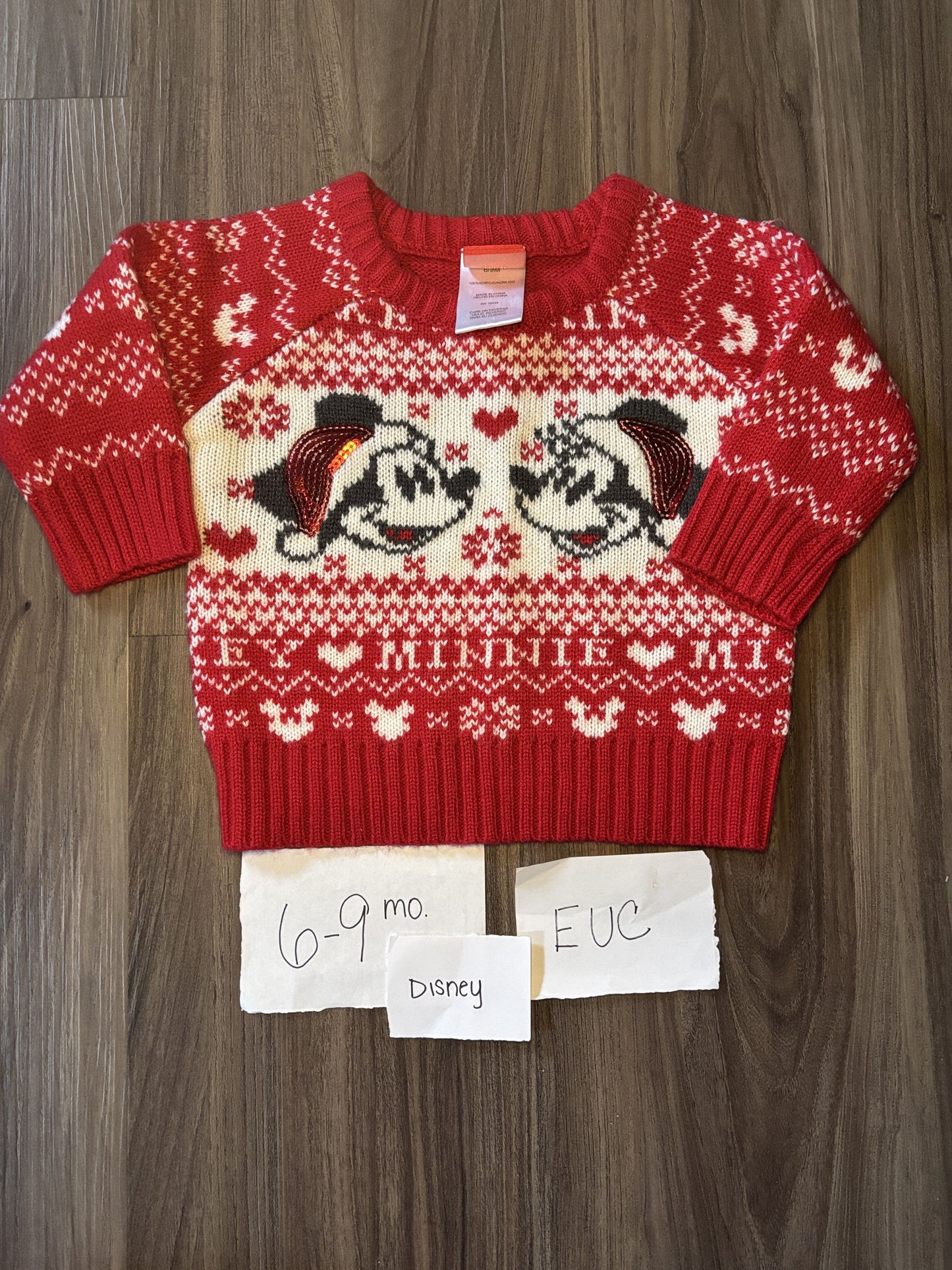 #138 - 6-9 Mo - EUC Disney - Minnie Christmas Sweater - PU 45236