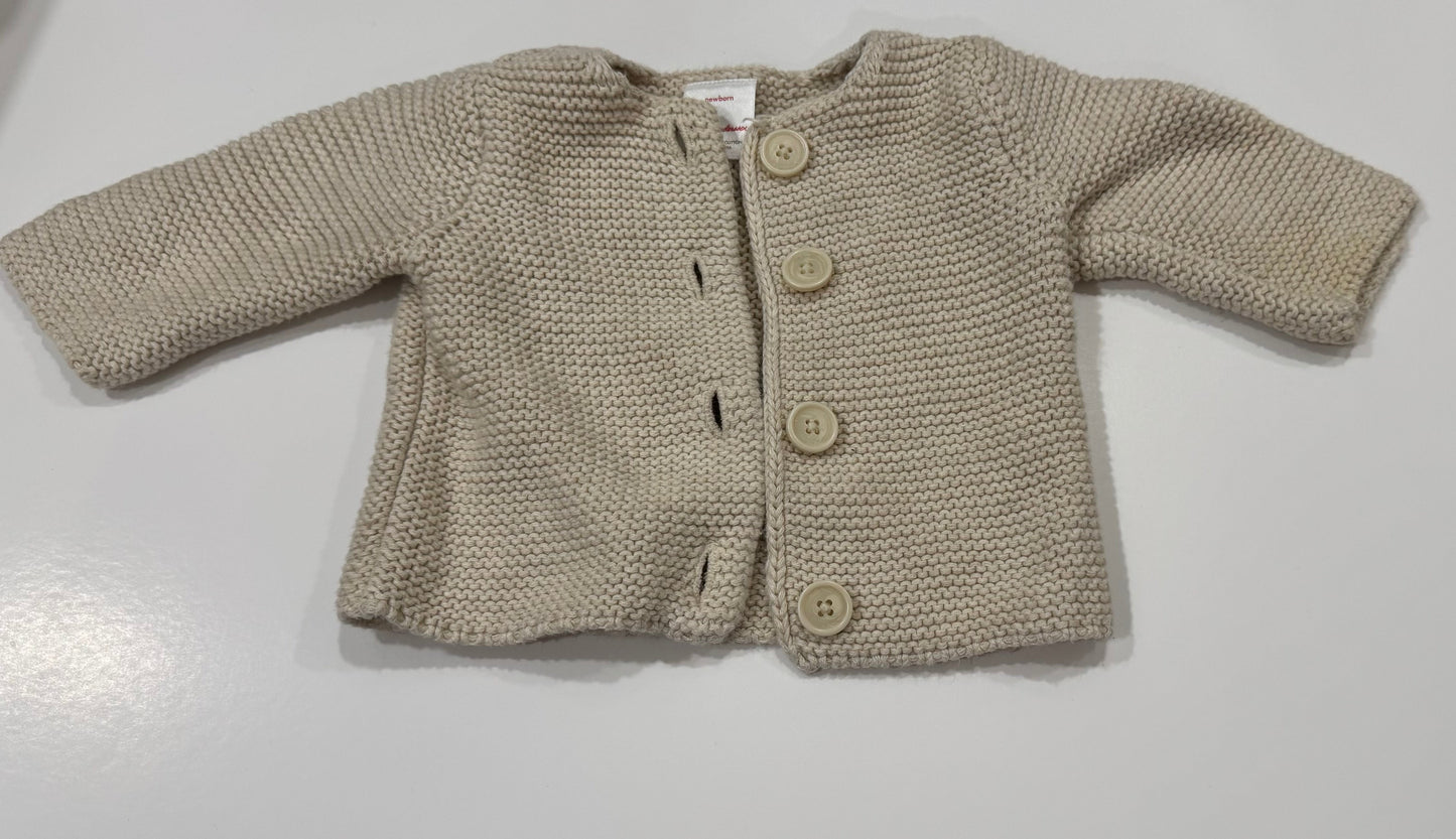 #38 Hanna Andersson Newborn Baby Cardigan Sweater Off White