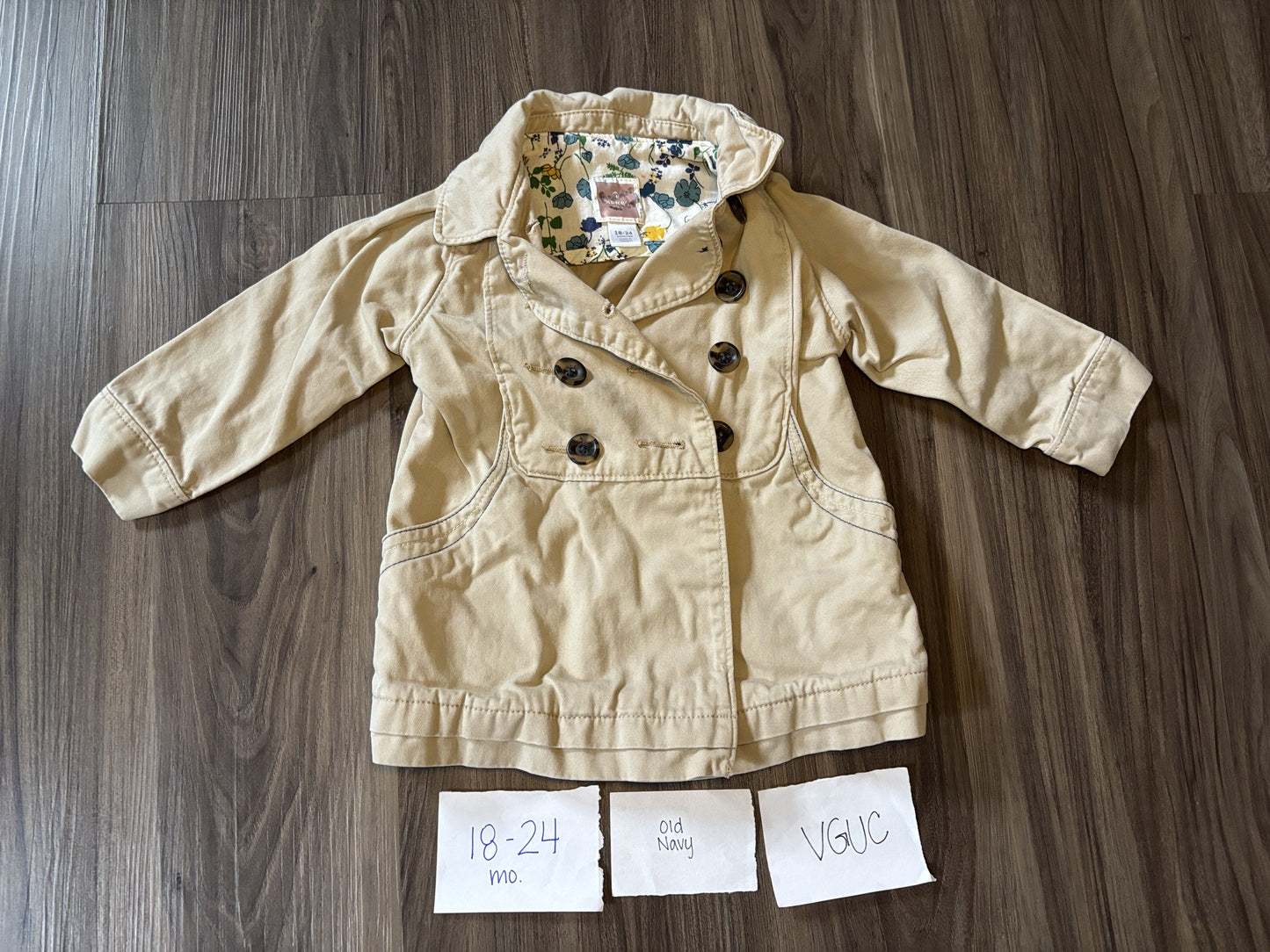 #138 - 18-24 Mo - VGUC Old Navy - Tan Lightweight Jacket - PU 45236