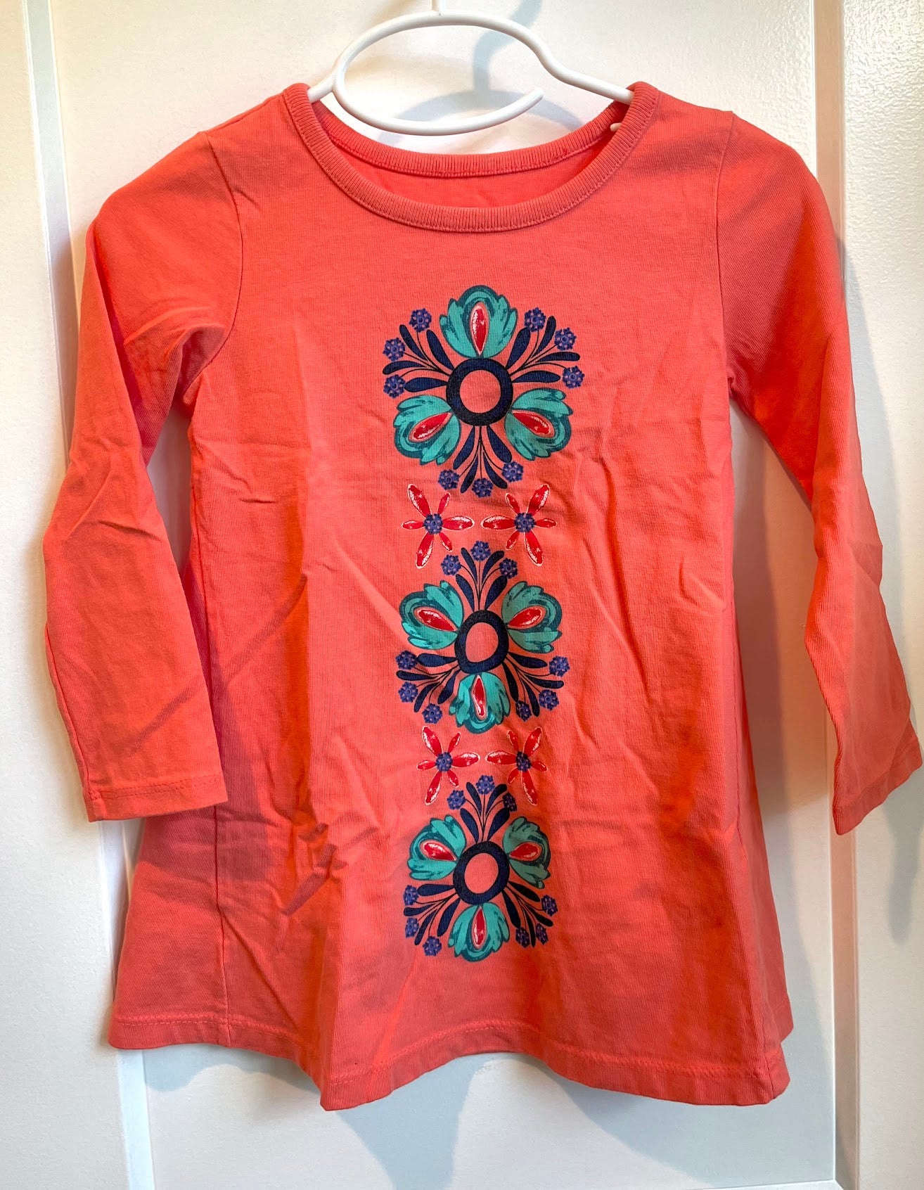 Seller #60 Tea Collection Orange Coral Print T-shirt Dress Girls Size 2T